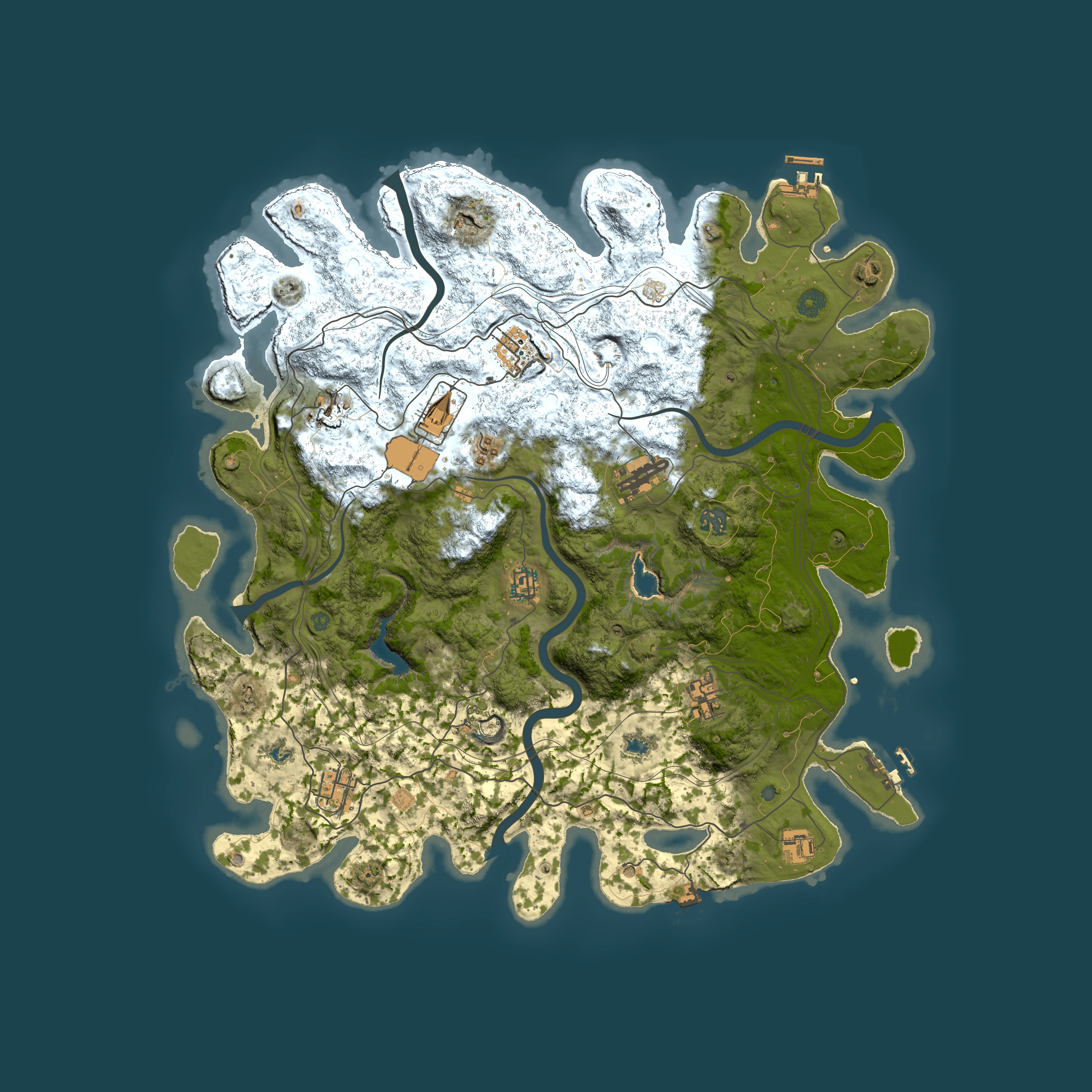 Full top-down render of Rust map seed 1561272810, 4500x4500m