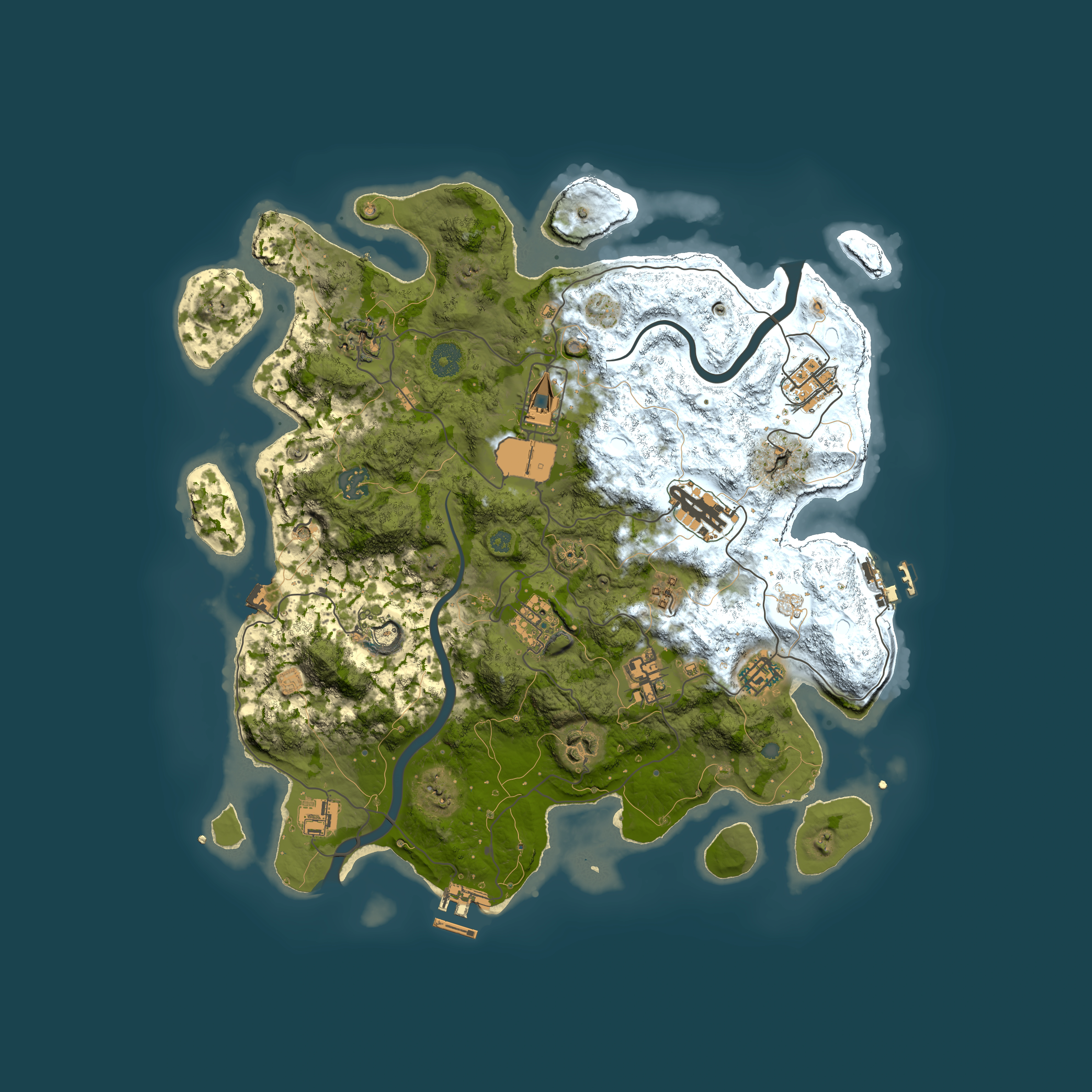 Full top-down render of Rust map seed 1957060965, 3800x3800m