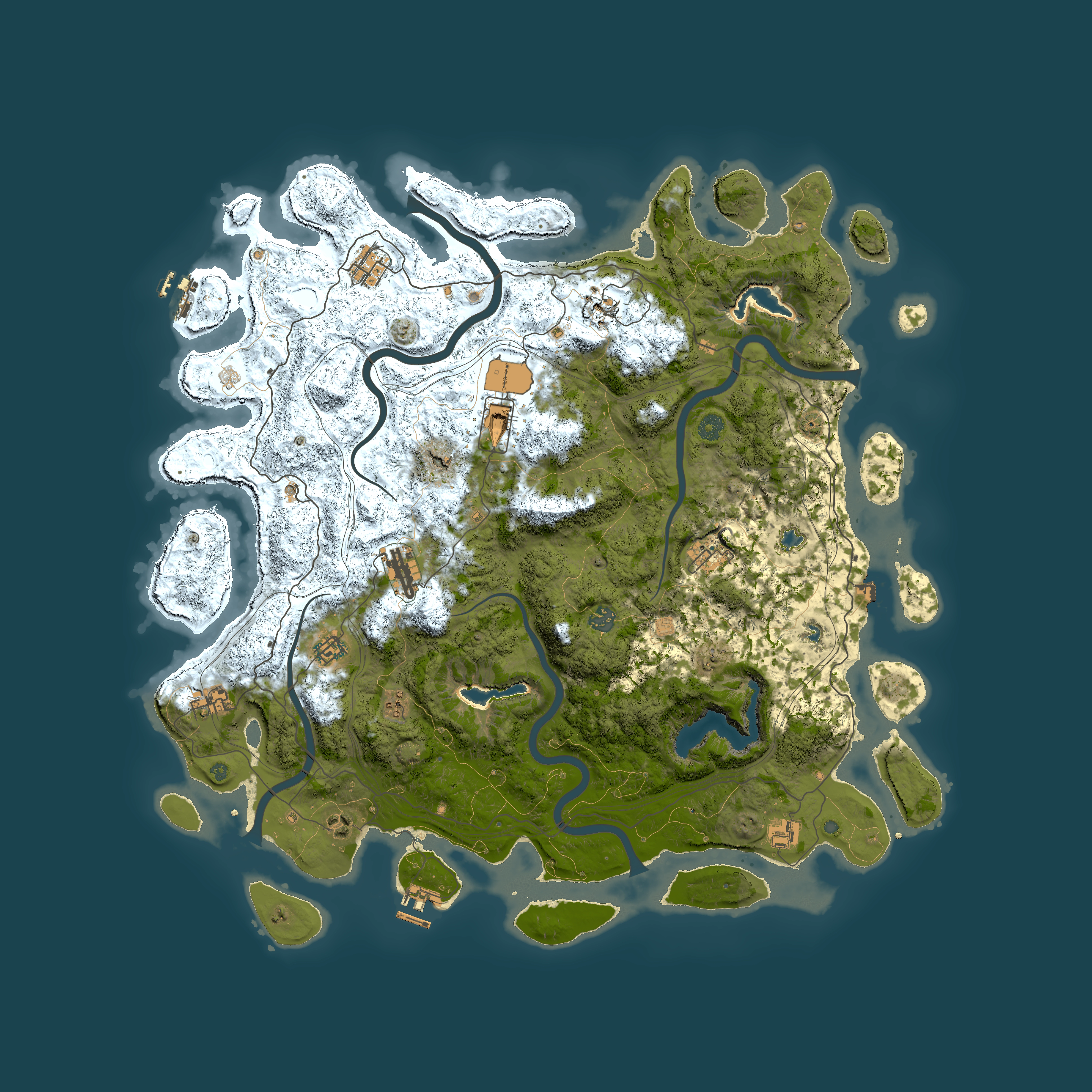 Full top-down render of Rust map seed 16907822, 4950x4950m