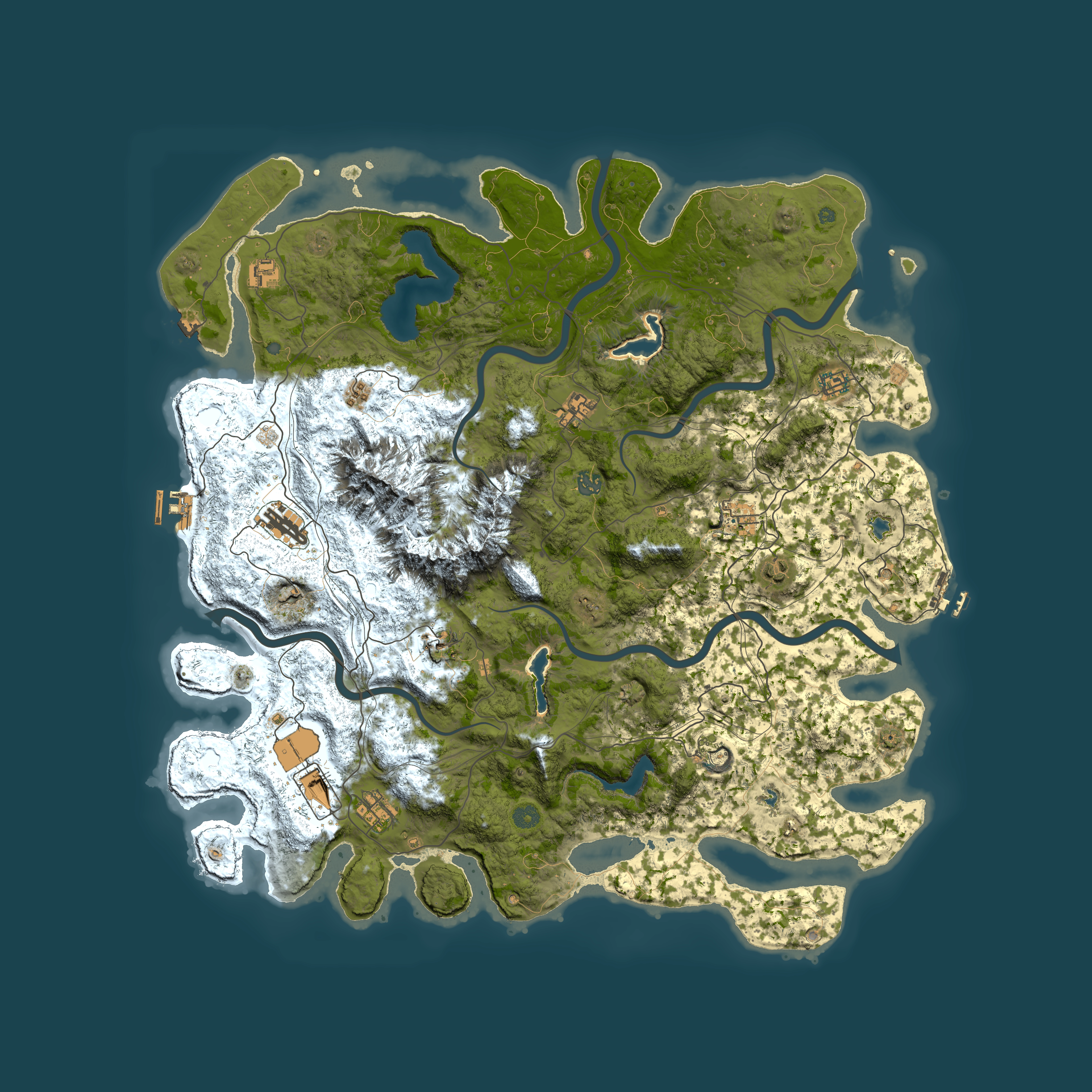 Full top-down render of Rust map seed 1499334514, 5100x5100m