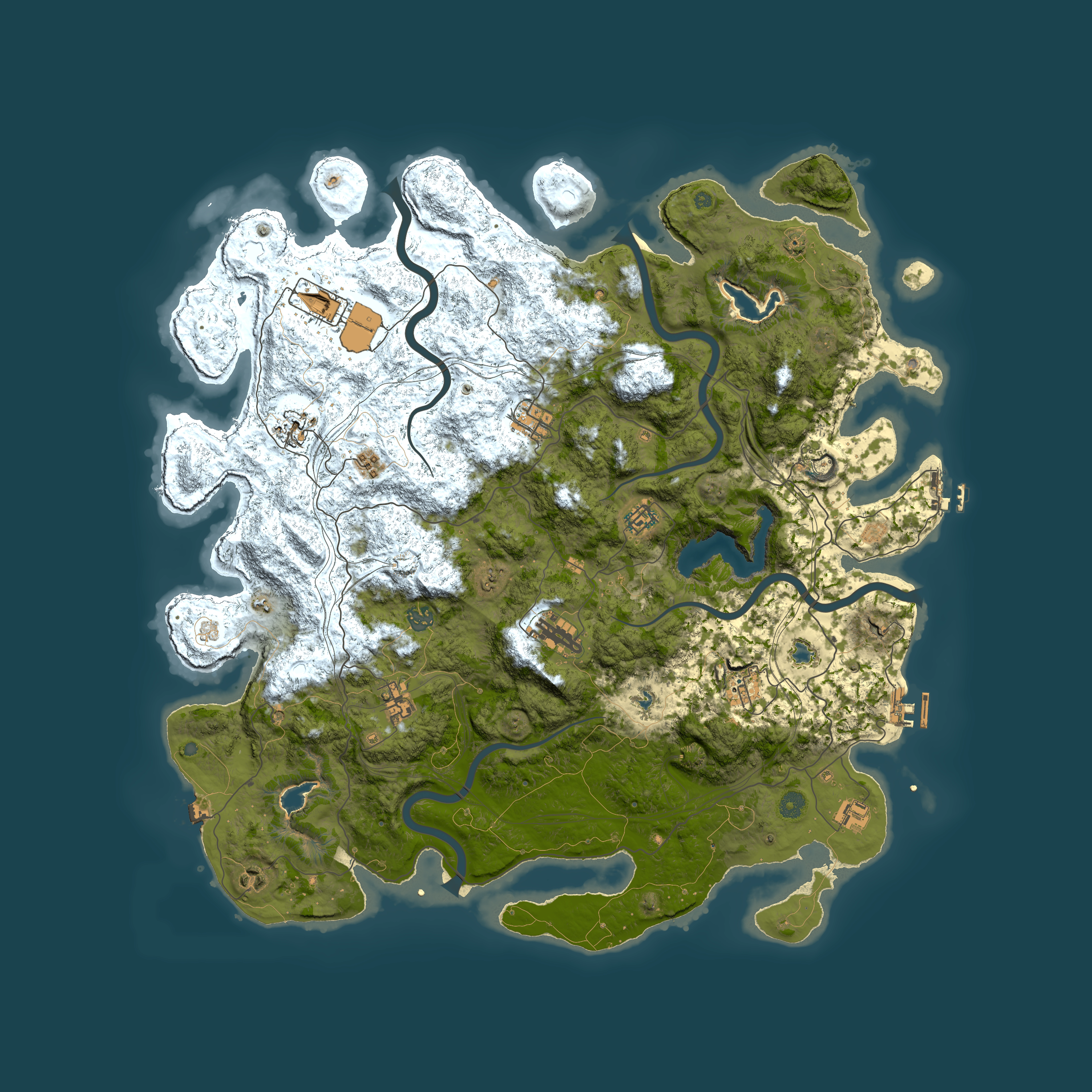 Full top-down render of Rust map seed 225099307, 4950x4950m