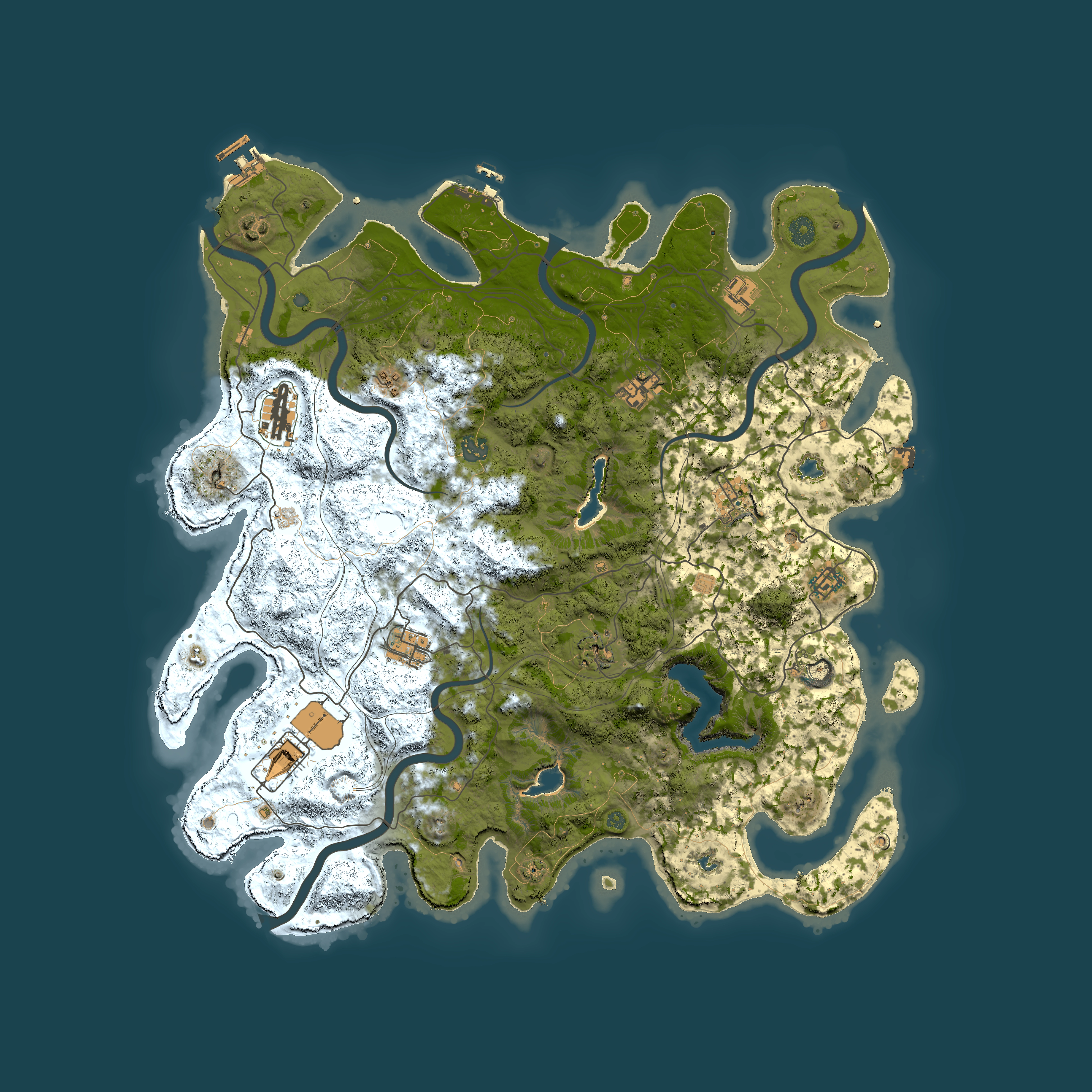 Full top-down render of Rust map seed 934770953, 4600x4600m