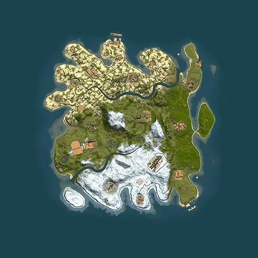 Rust map seed 1964206500, 3650x3650m top-down preview