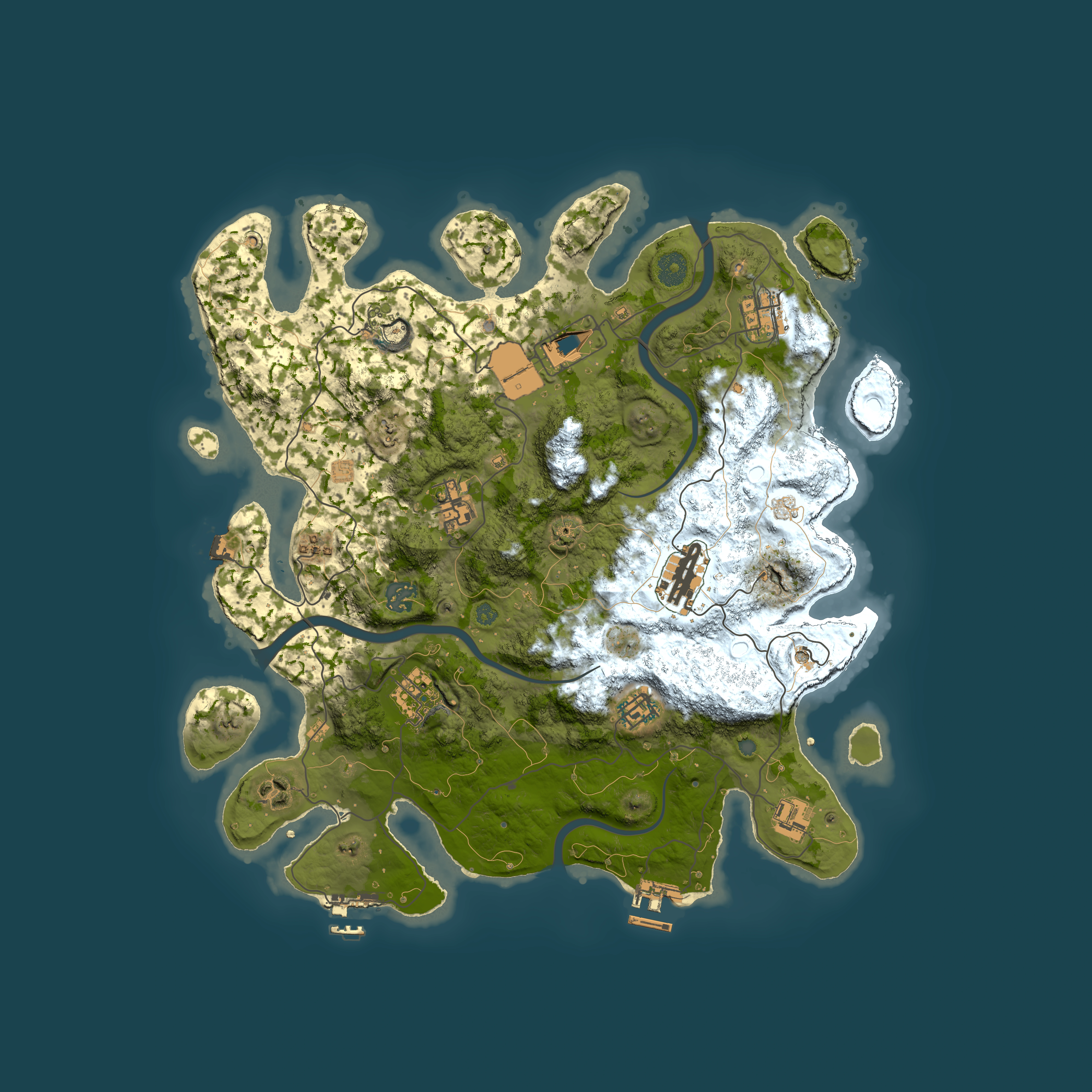 Full top-down render of Rust map seed 294911640, 3850x3850m