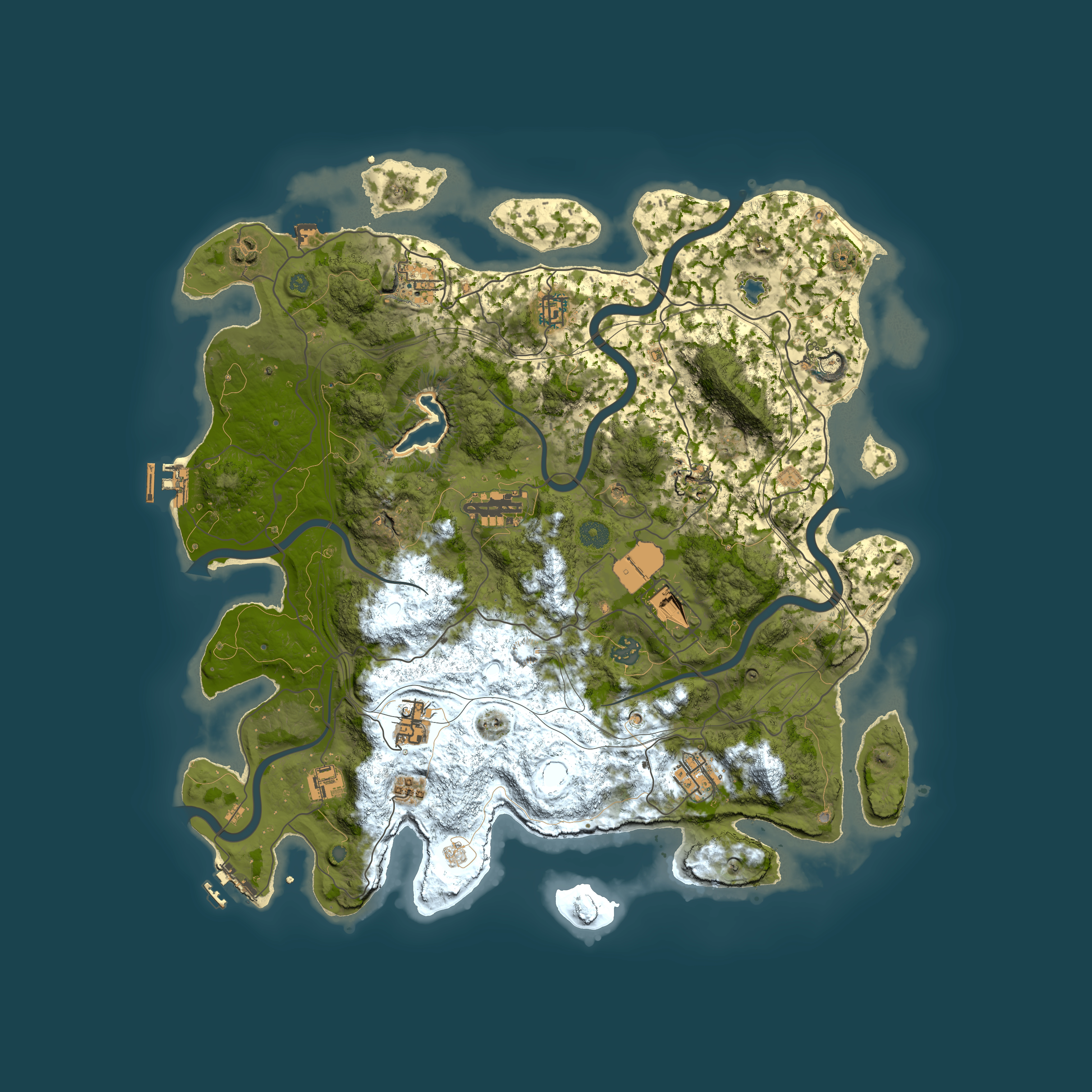 Full top-down render of Rust map seed 43046800, 4400x4400m