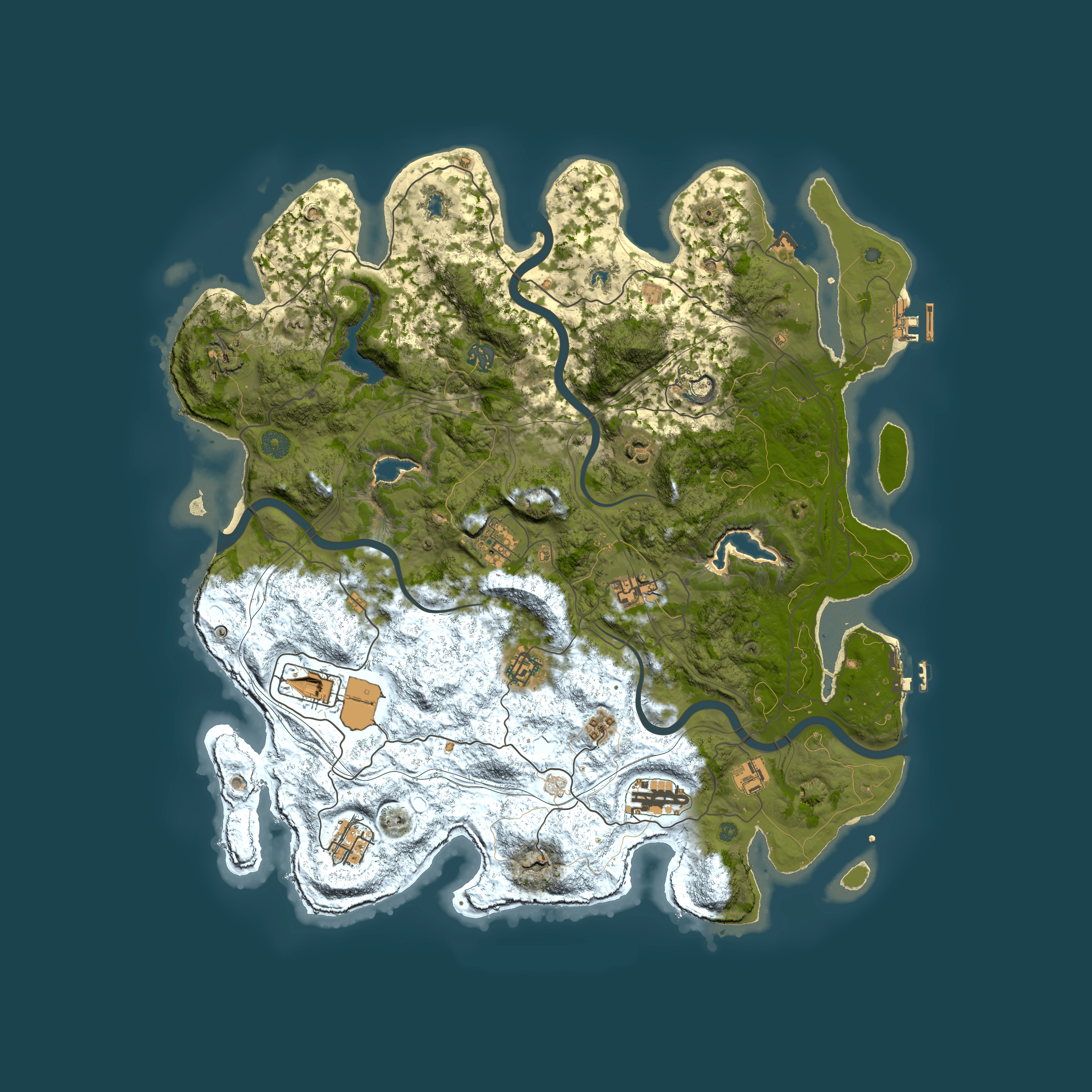 Full top-down render of Rust map seed 1309957261, 4550x4550m