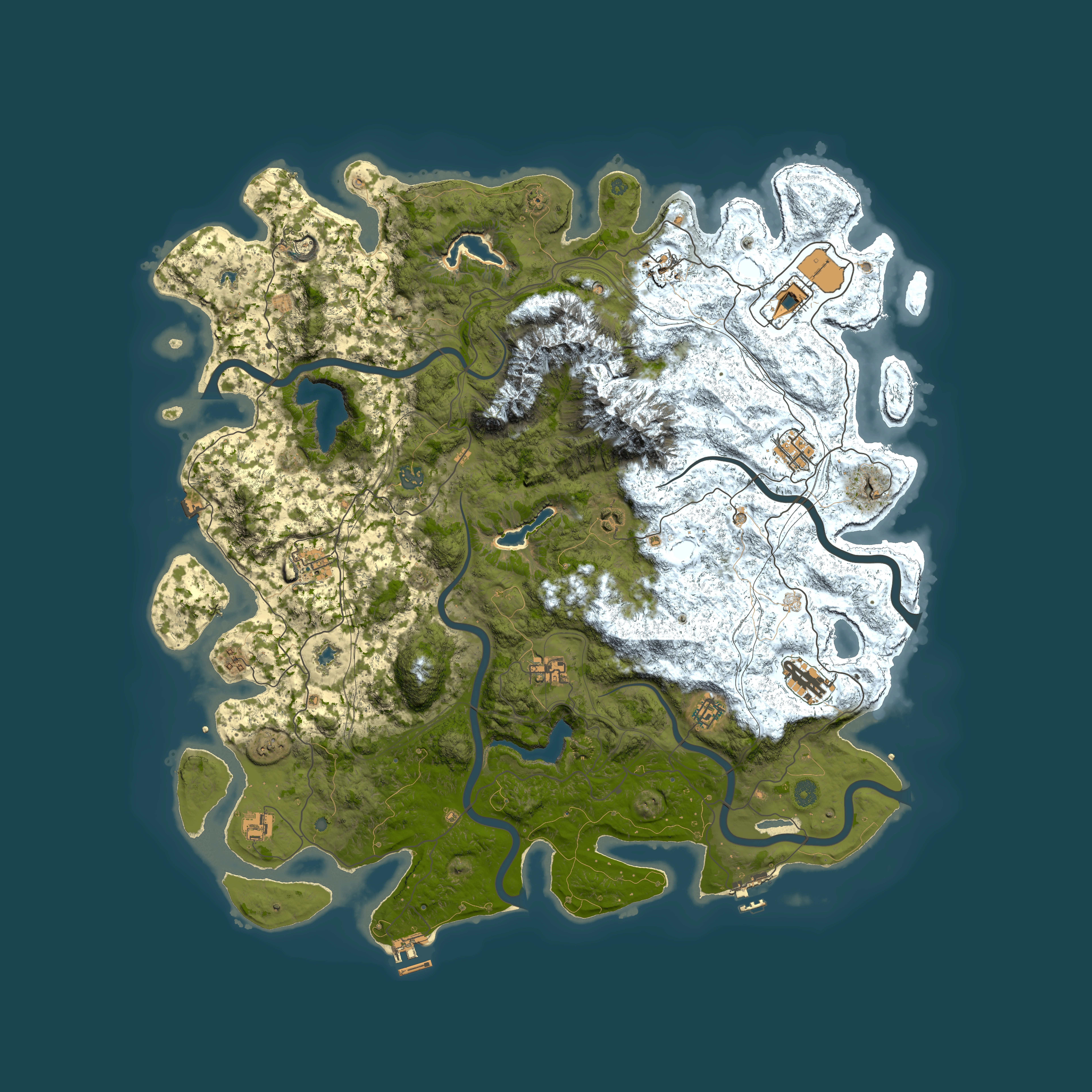Full top-down render of Rust map seed 274905010, 5150x5150m