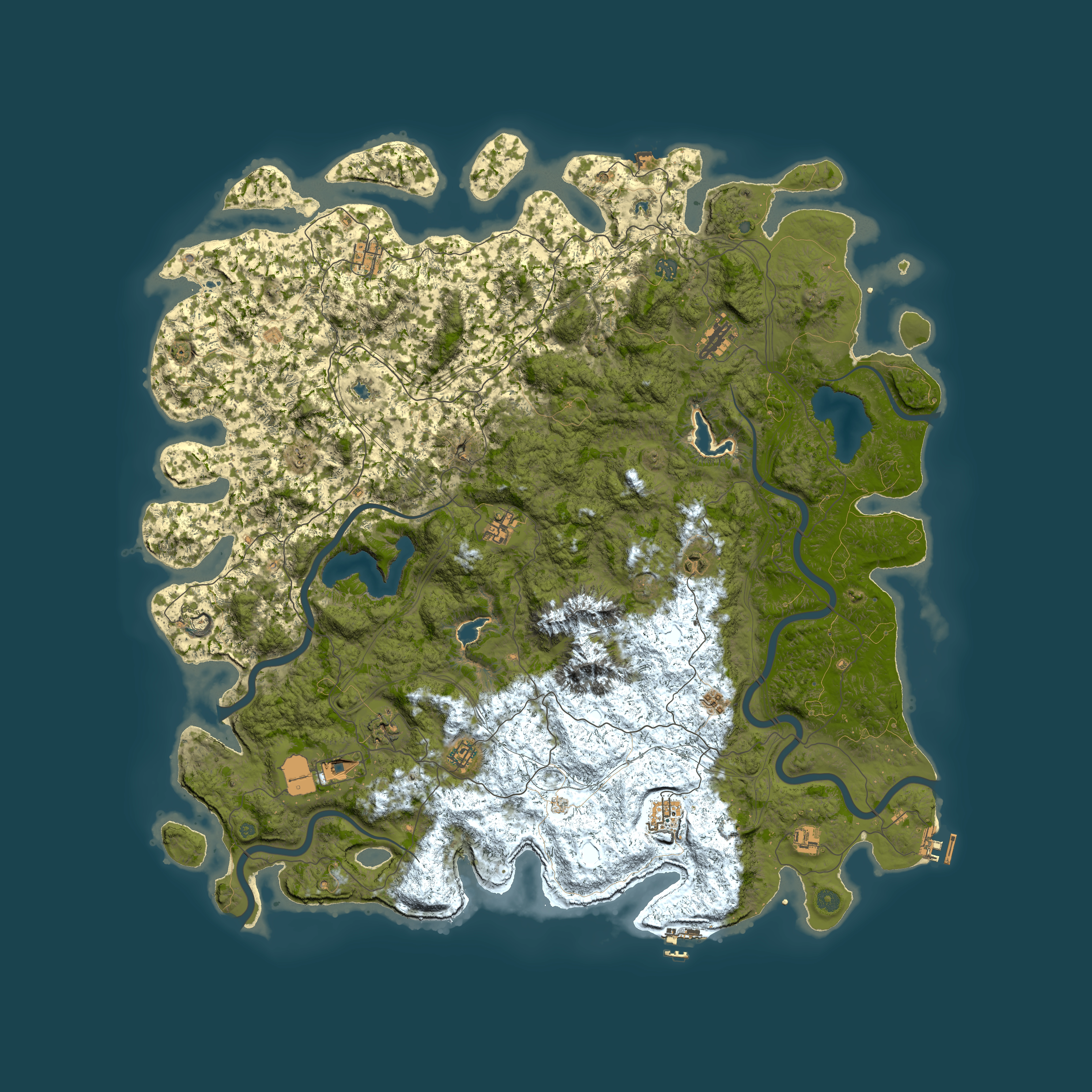 Full top-down render of Rust map seed 300709423, 5750x5750m