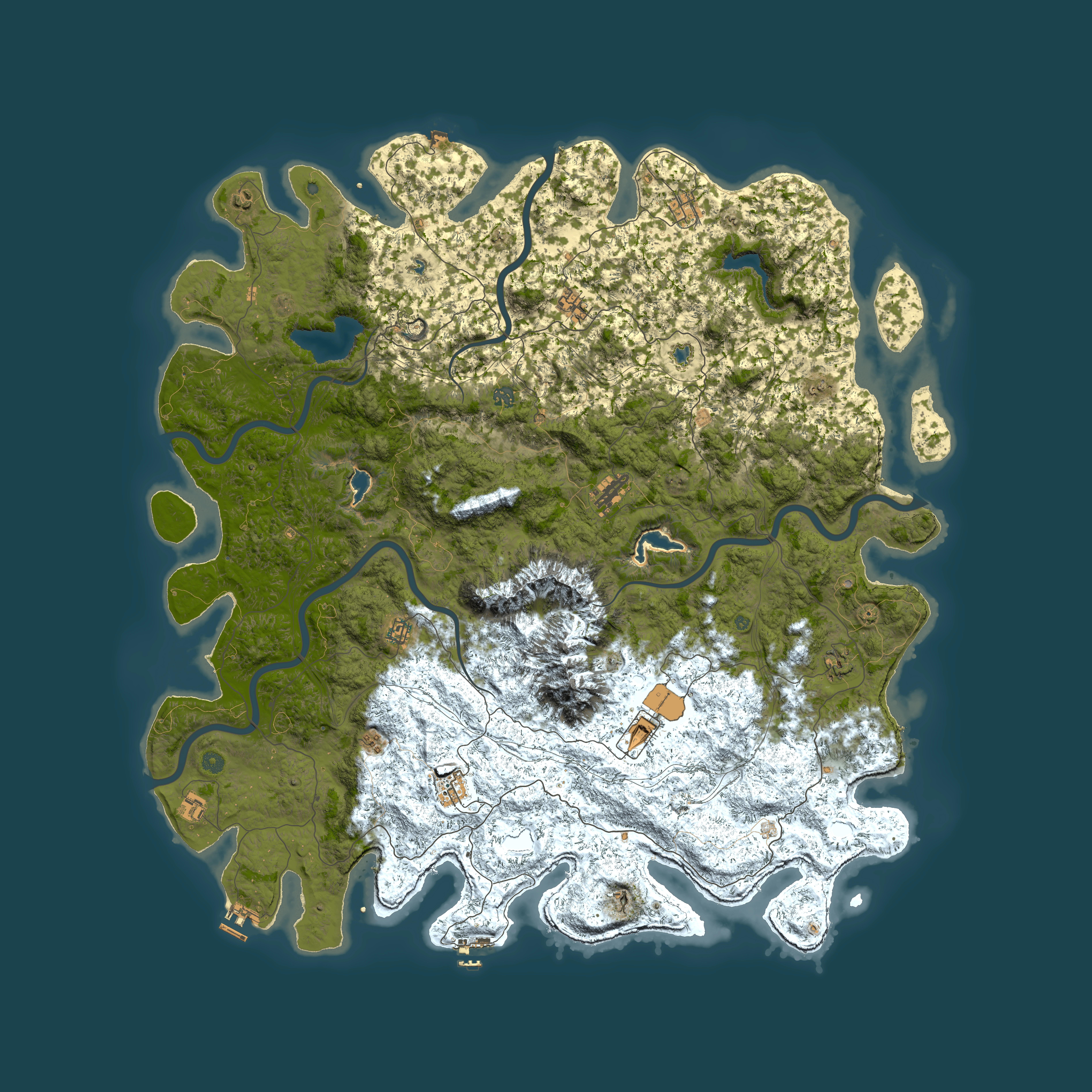 Full top-down render of Rust map seed 122531858, 5950x5950m