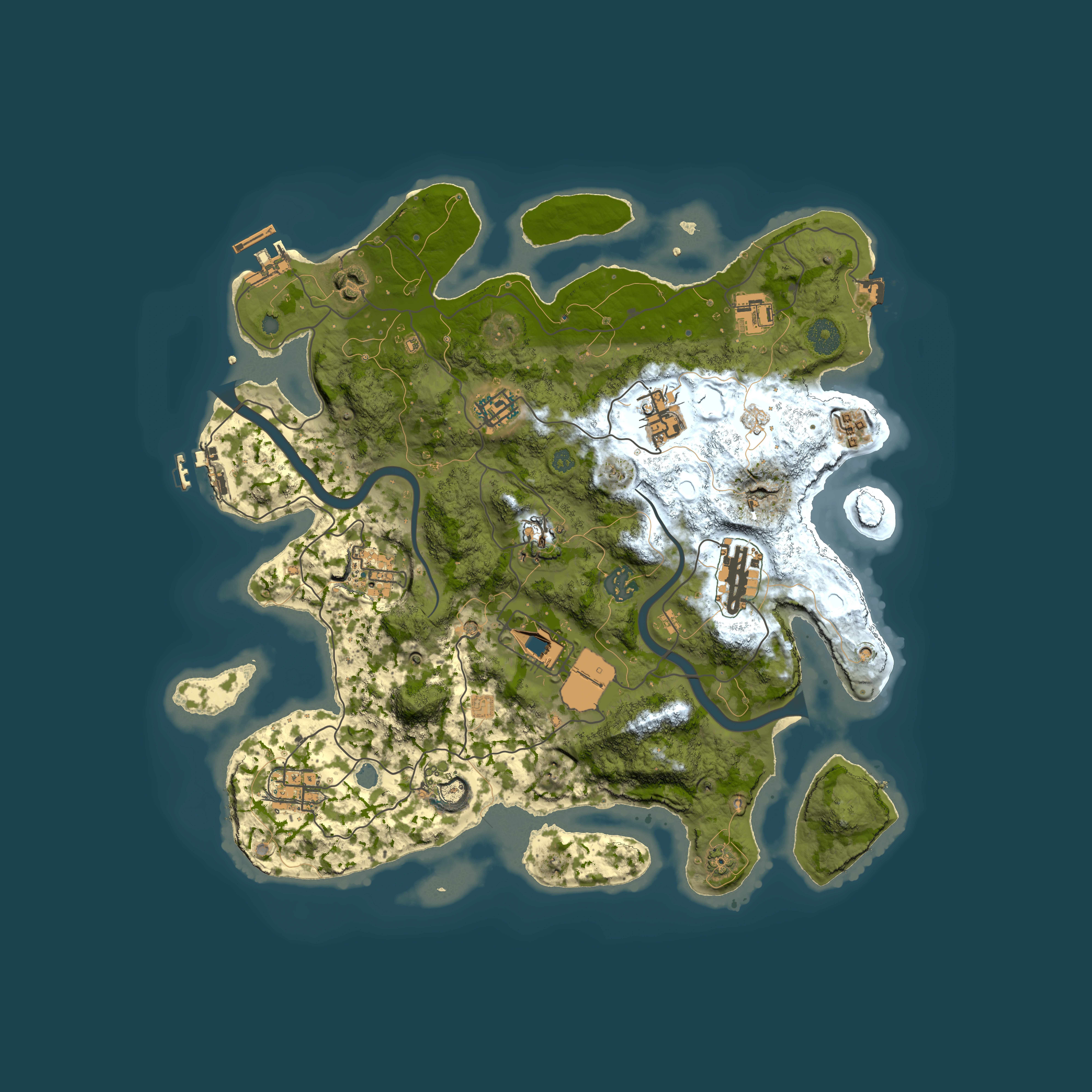 Full top-down render of Rust map seed 1337, 3700x3700m