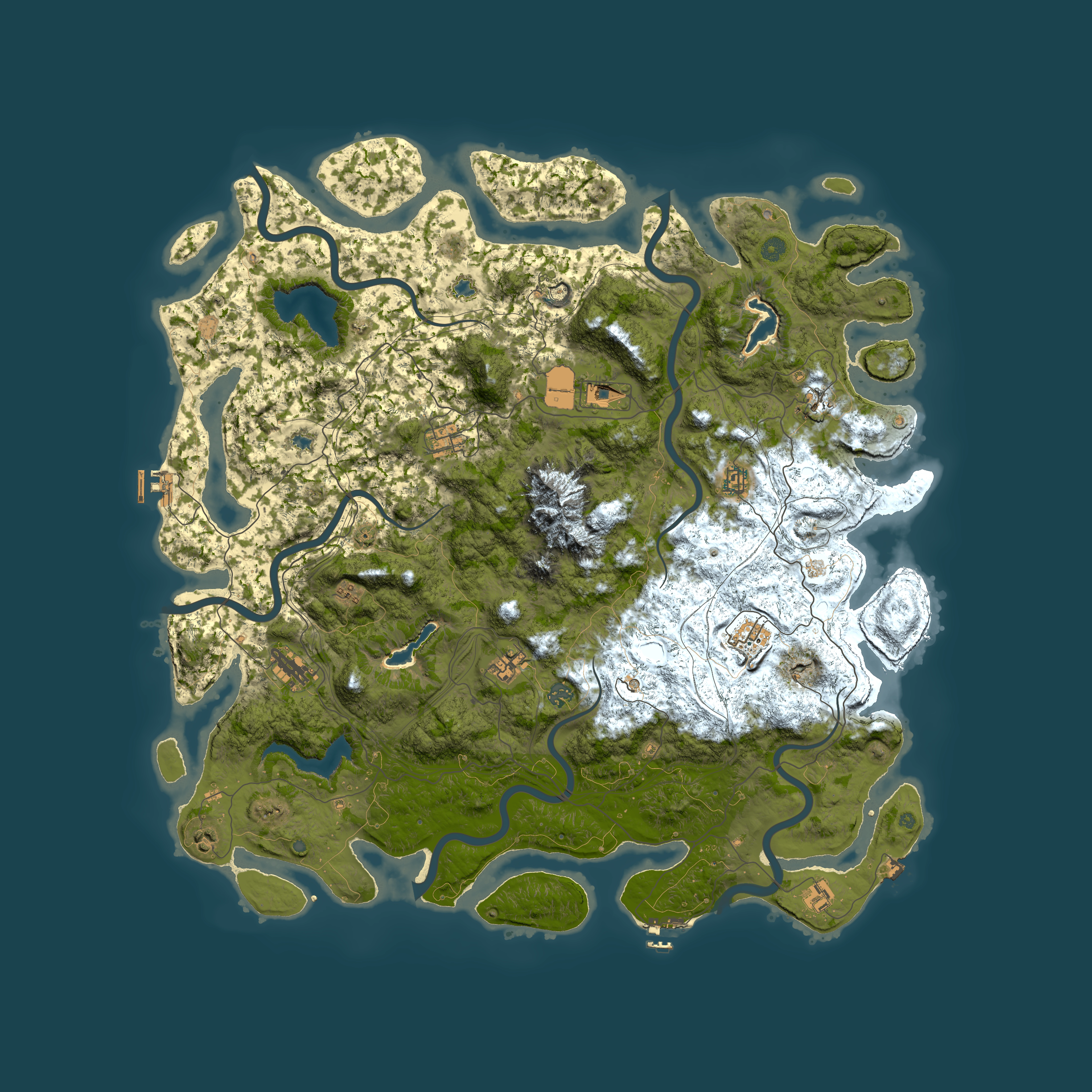Full top-down render of Rust map seed 2045013028, 5350x5350m