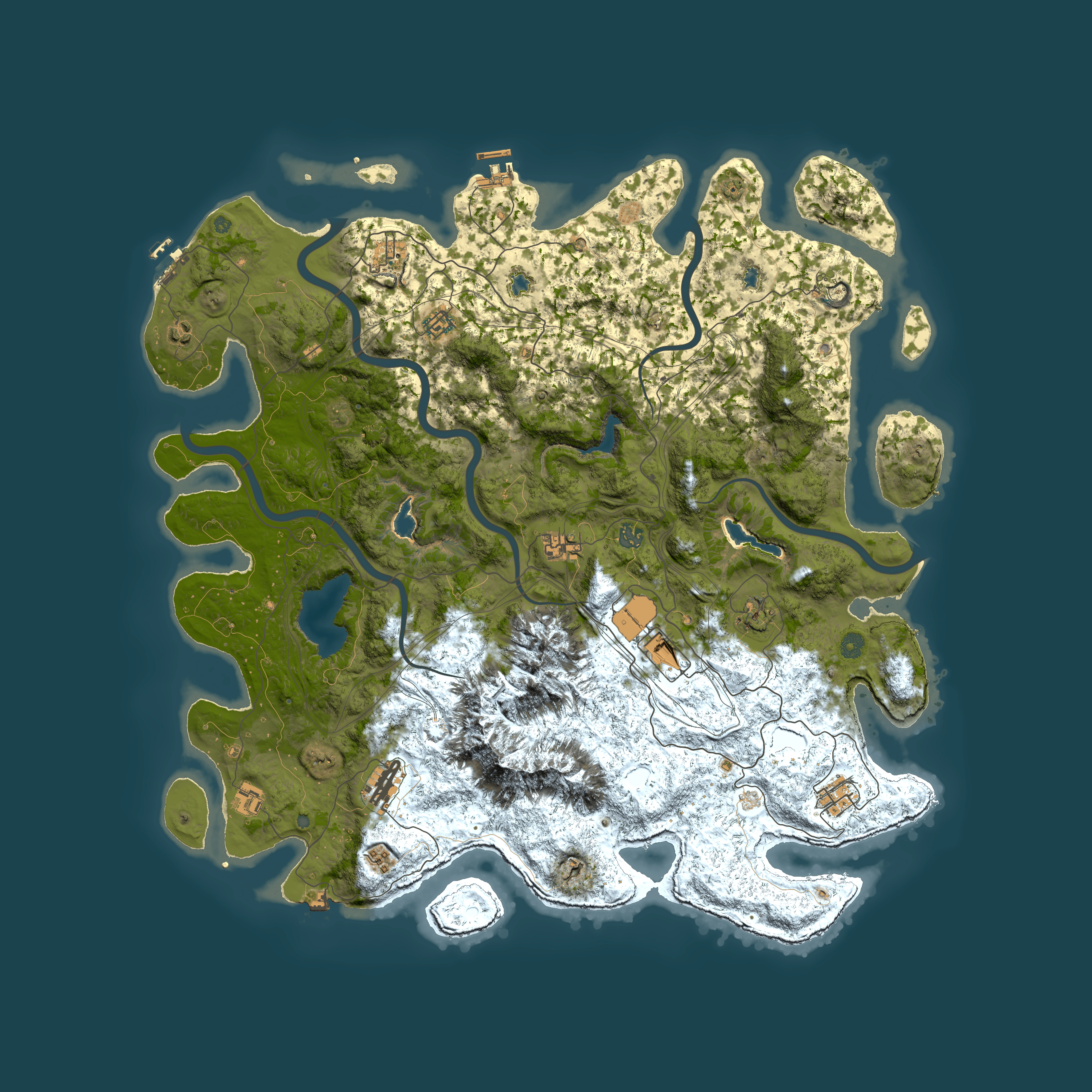 Full top-down render of Rust map seed 1483986346, 5150x5150m