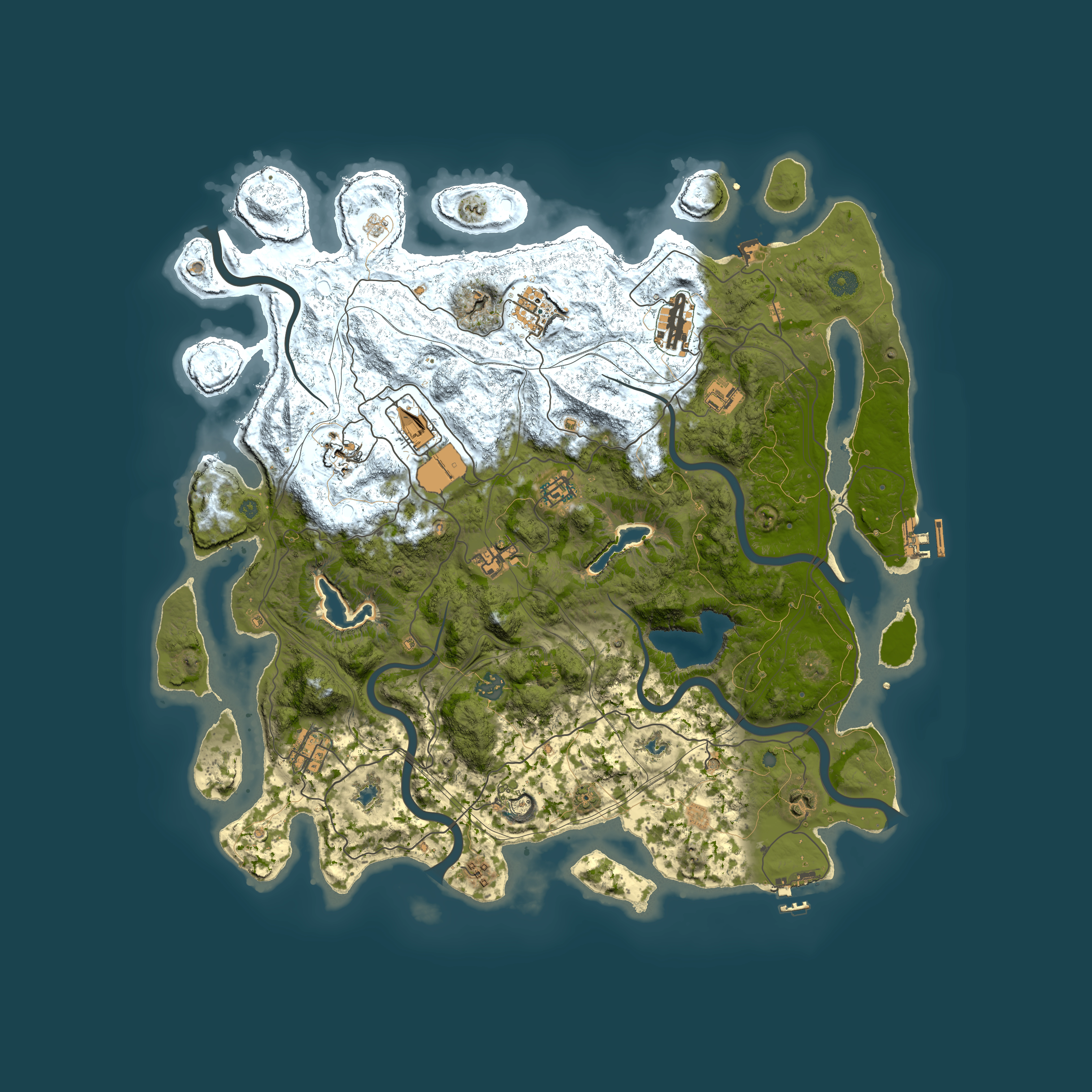 Full top-down render of Rust map seed 897862699, 4600x4600m