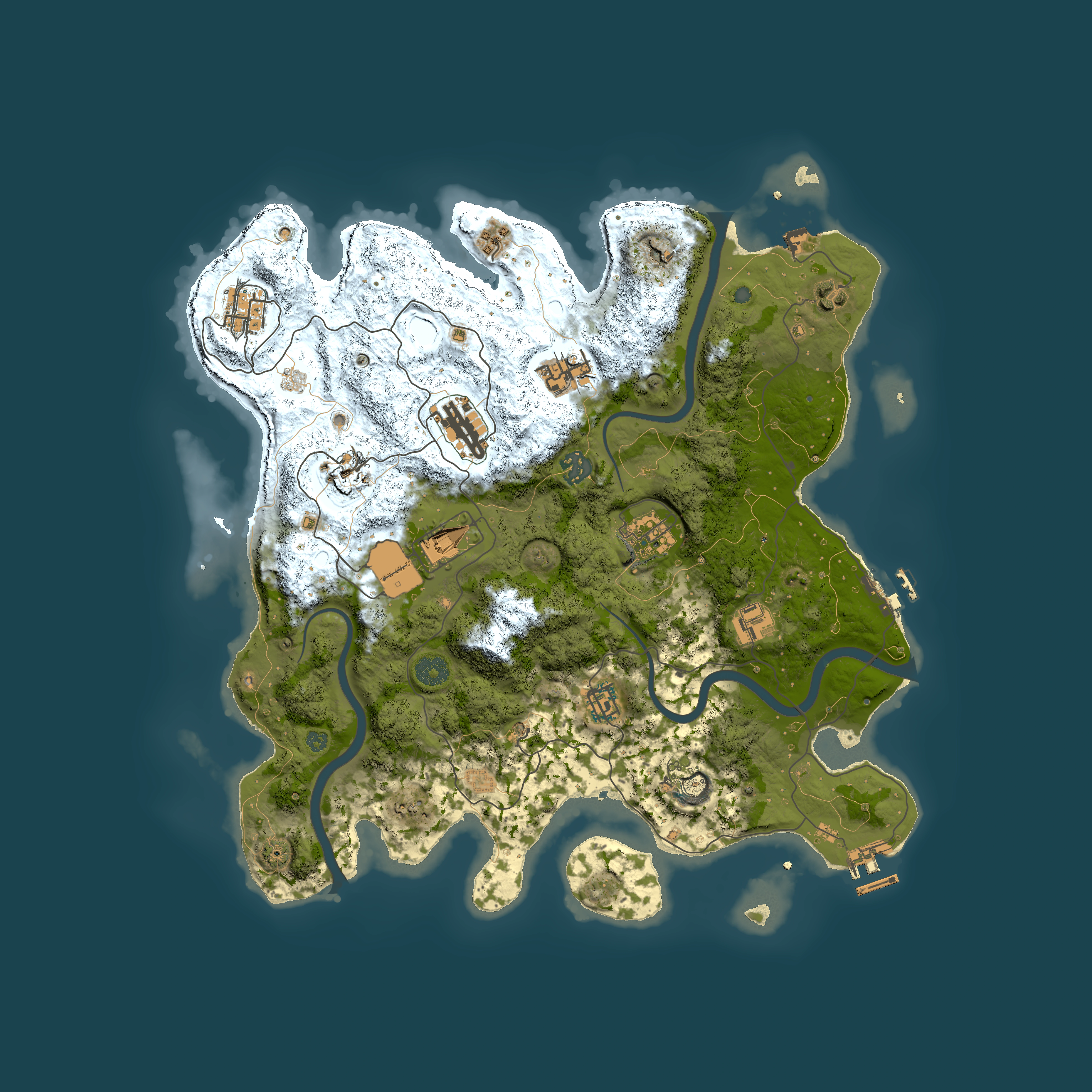 Full top-down render of Rust map seed 343451023, 3950x3950m