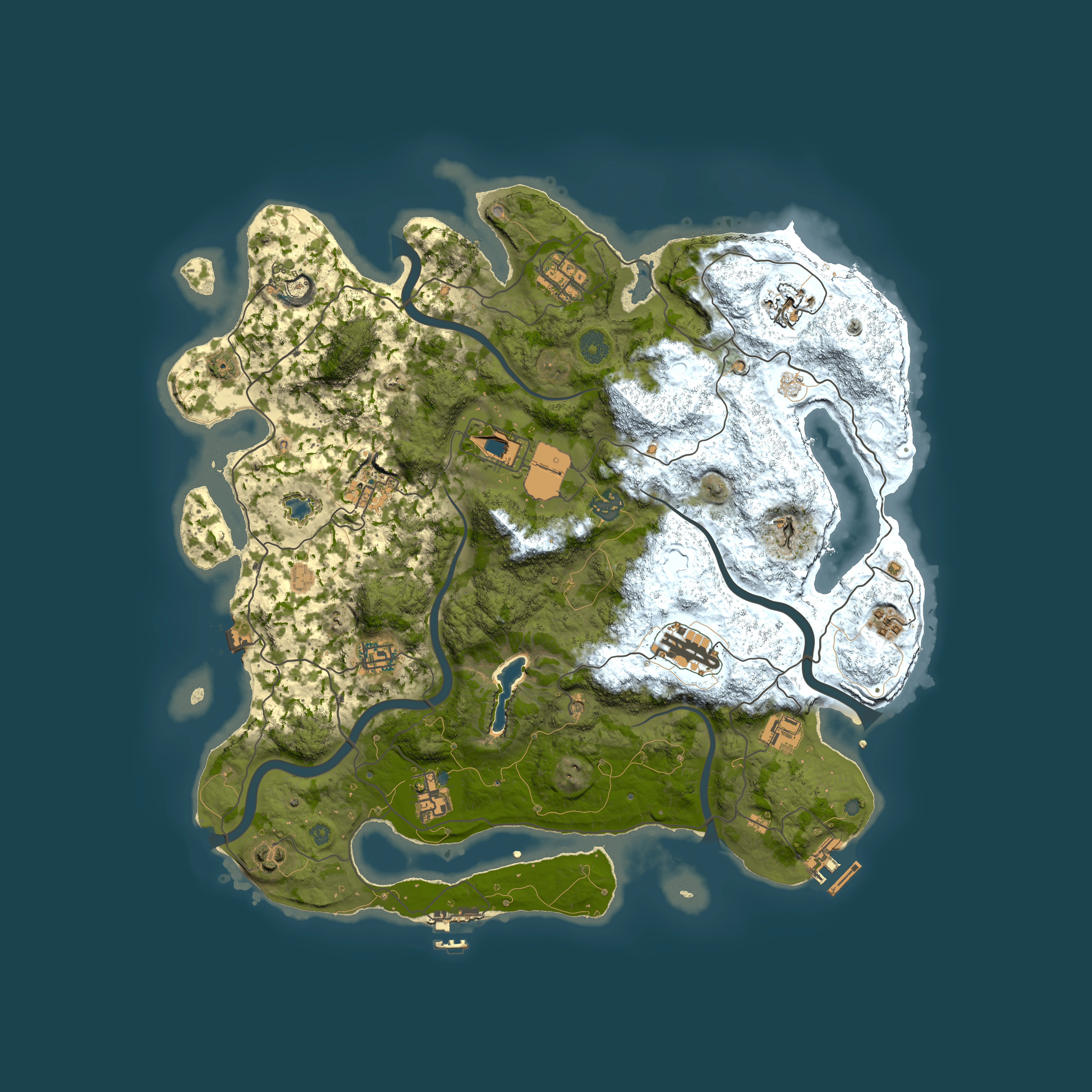Full top-down render of Rust map seed 110411291, 4100x4100m
