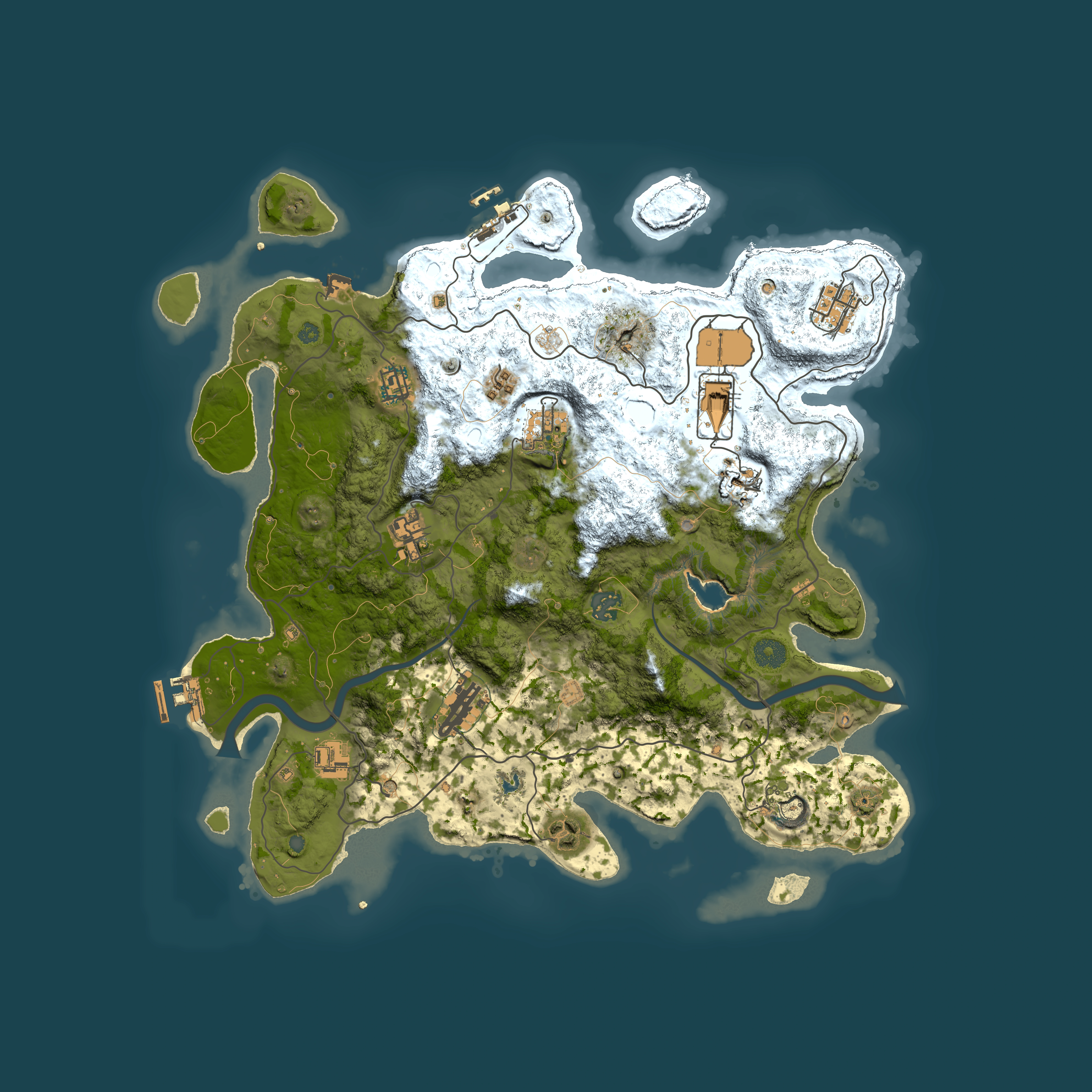 Full top-down render of Rust map seed 1950935361, 4000x4000m