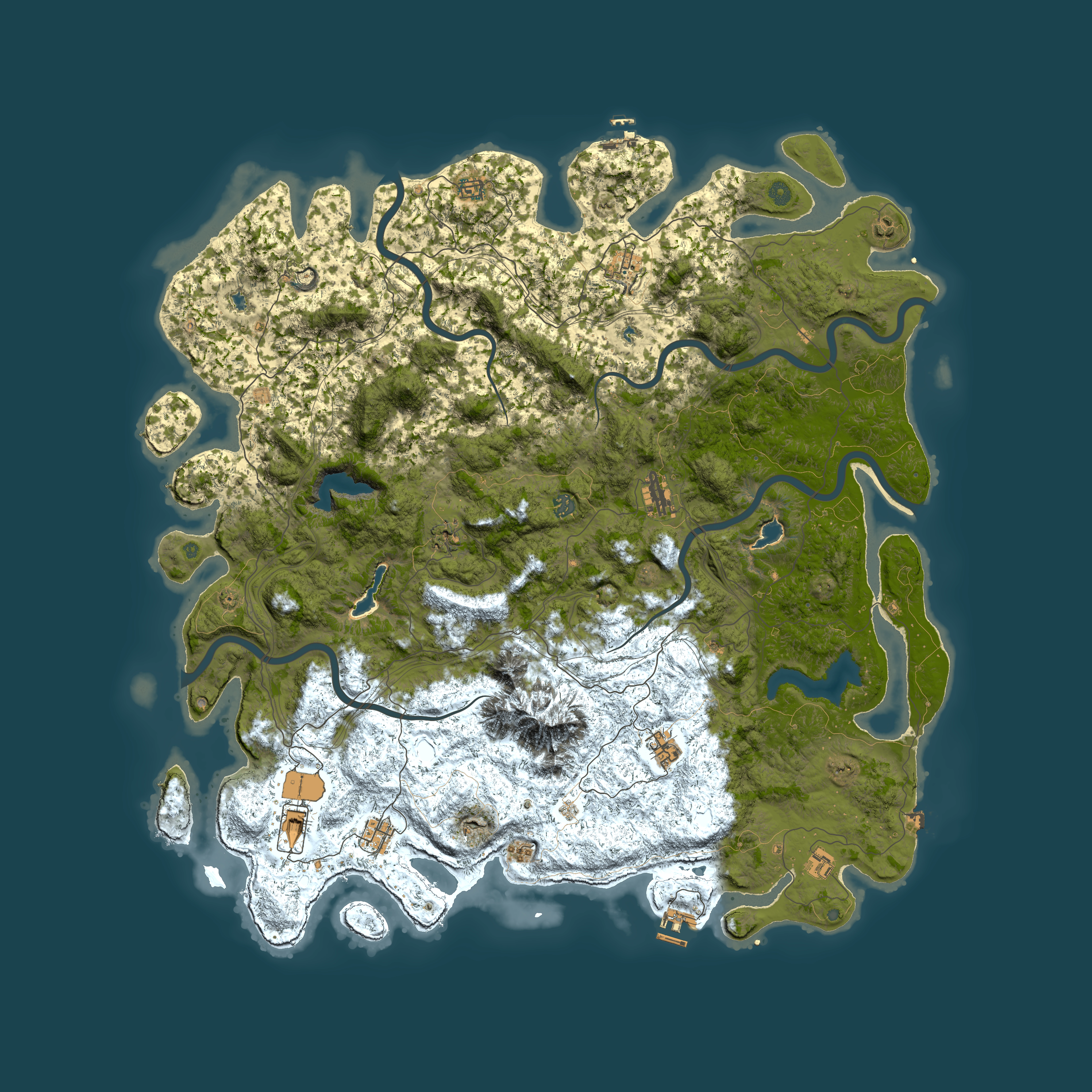 Full top-down render of Rust map seed 1001259234, 5700x5700m