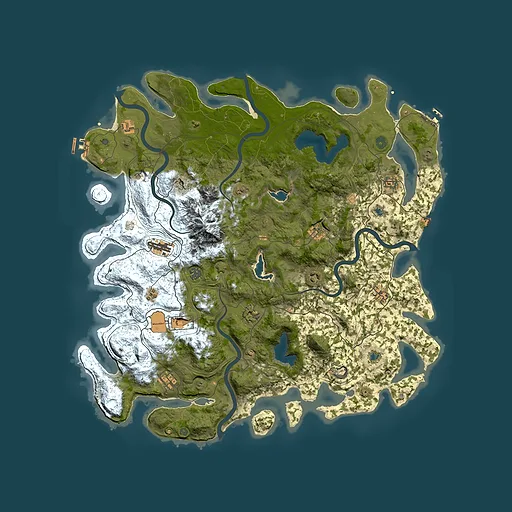 Rust map seed 693848493, 5050x5050m top-down preview