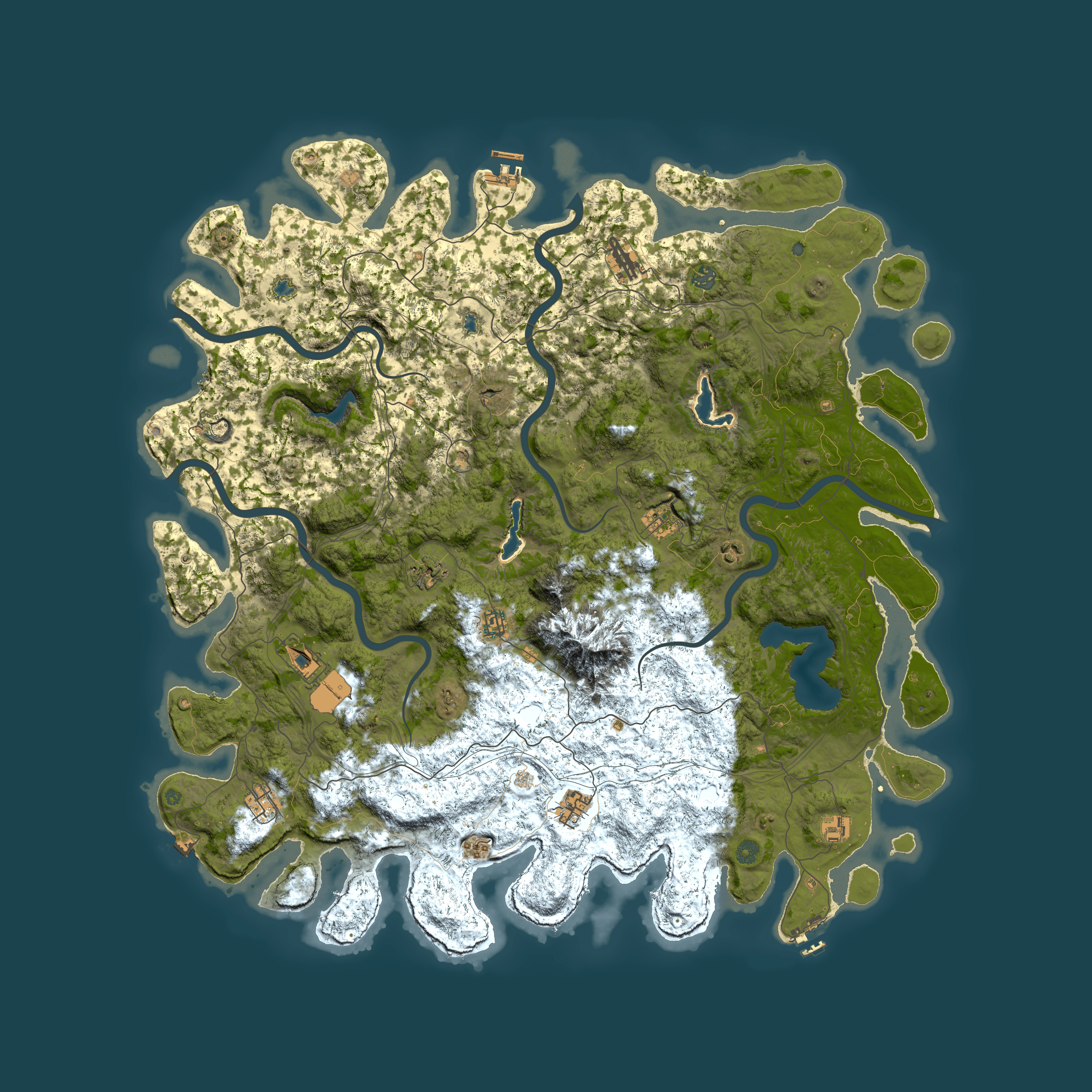 Full top-down render of Rust map seed 421237664, 5500x5500m