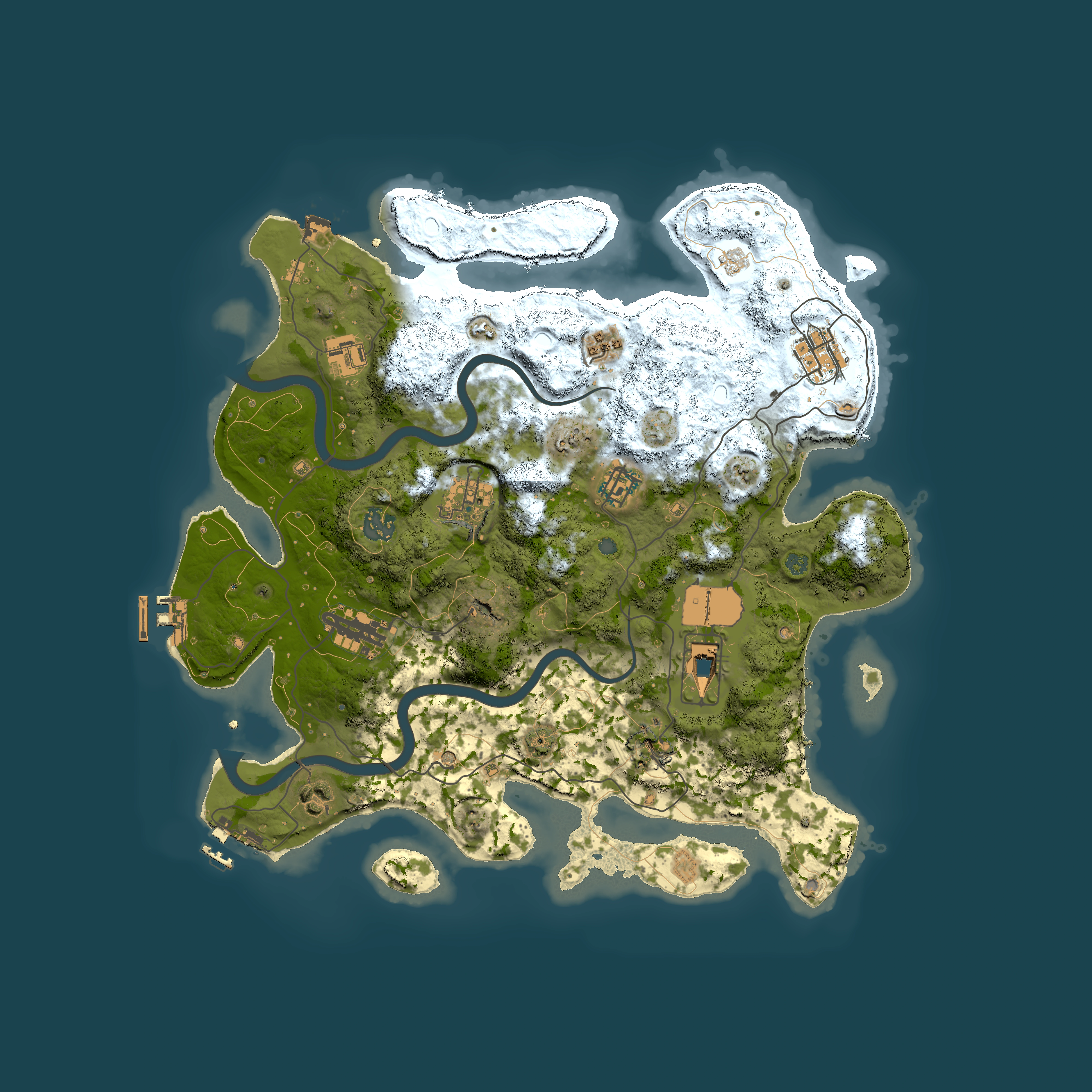 Full top-down render of Rust map seed 767467820, 3700x3700m