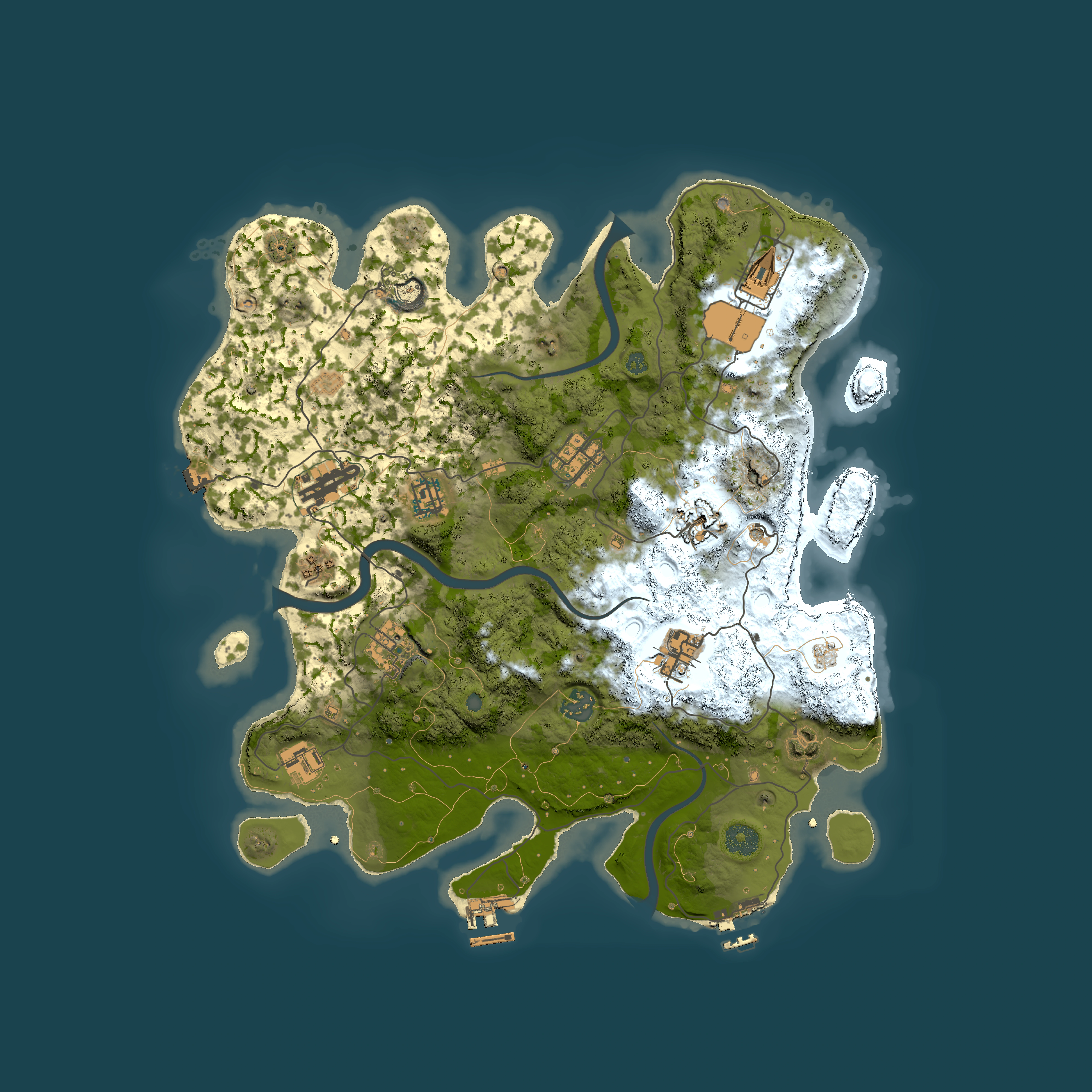 Full top-down render of Rust map seed 1700851797, 3800x3800m
