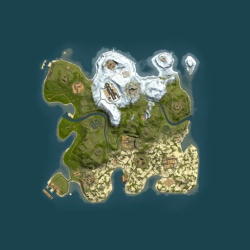 Rust map seed 1, 3000x3000m top-down preview