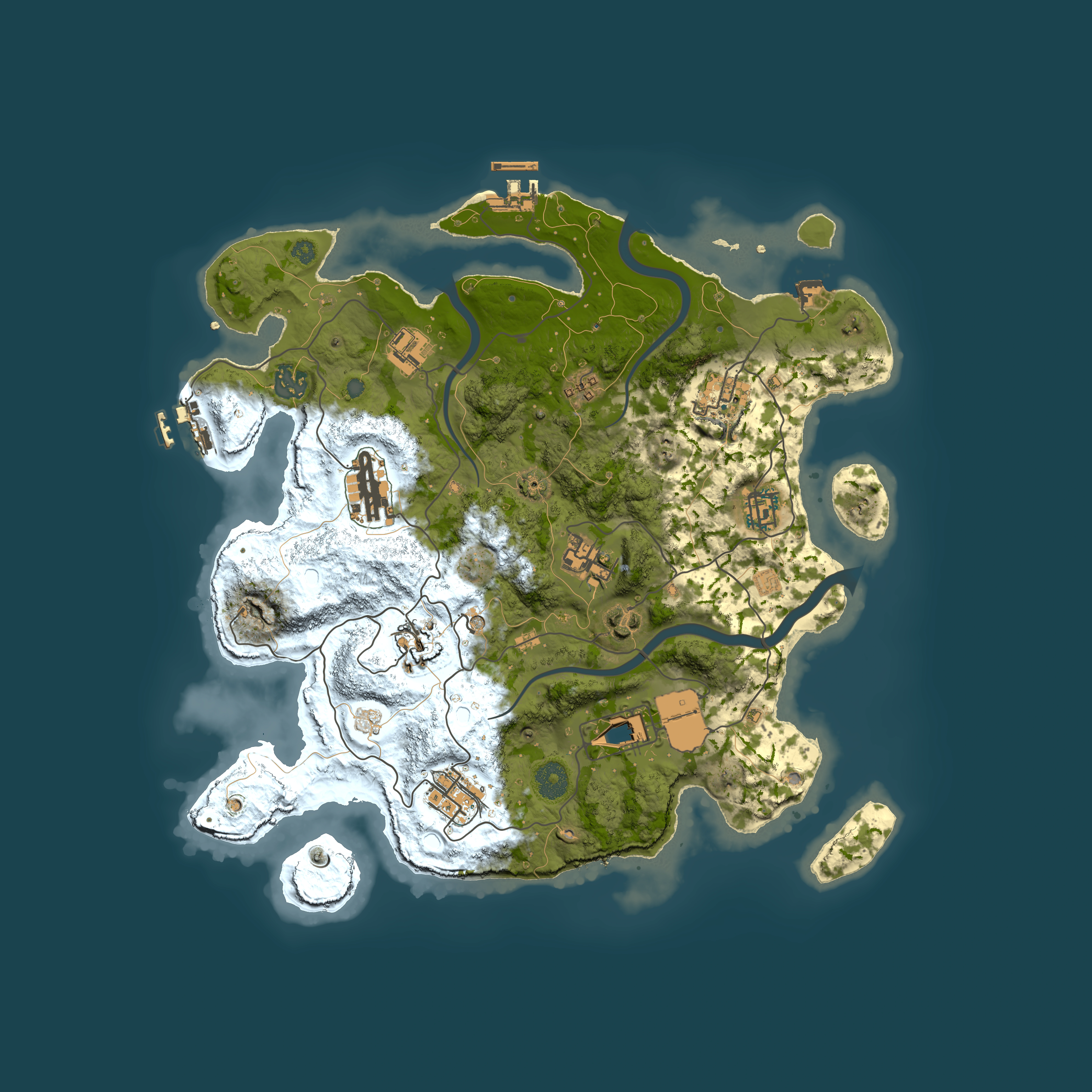 Full top-down render of Rust map seed 1984304216, 3600x3600m