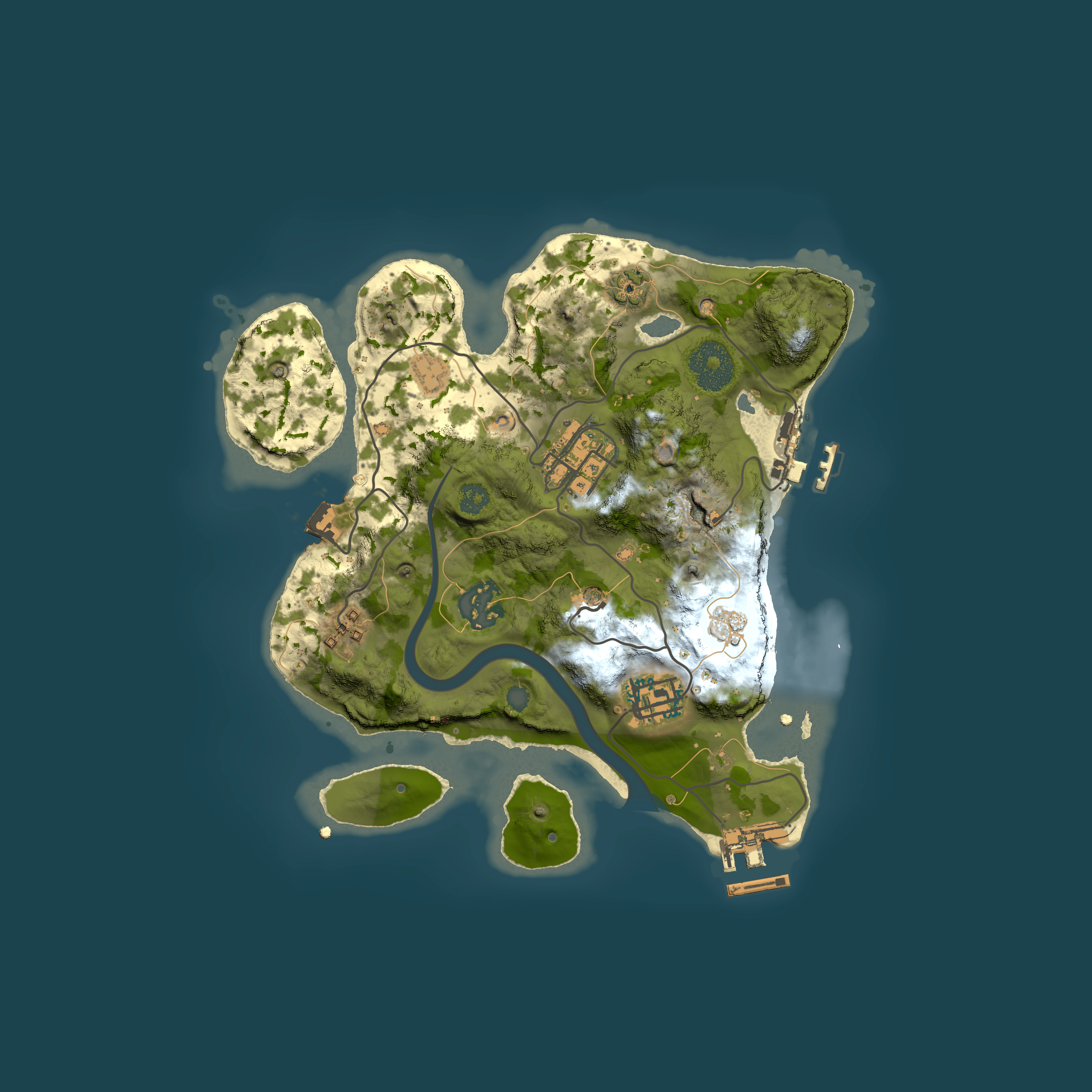 Full top-down render of Rust map seed 437486507, 2500x2500m