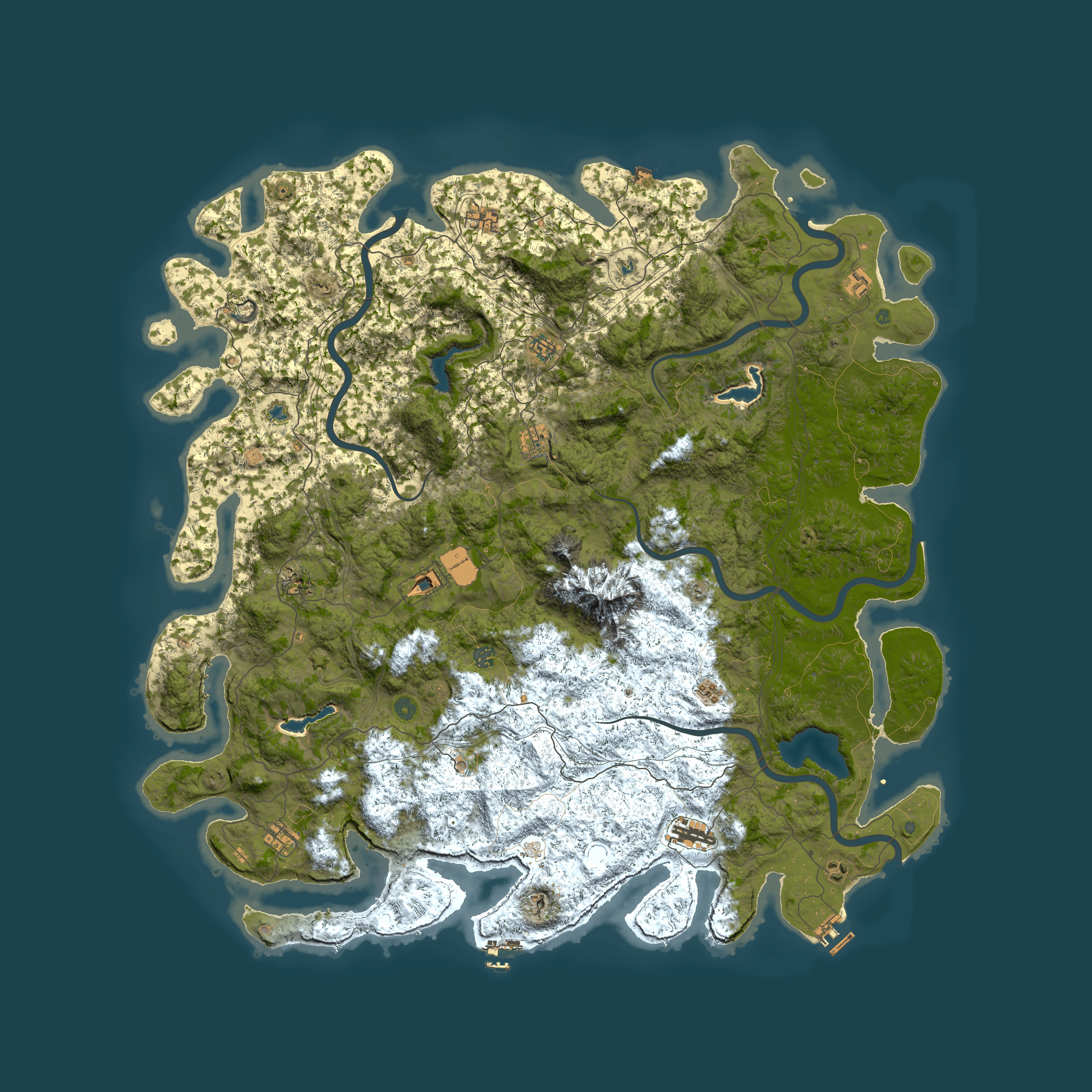 Full top-down render of Rust map seed 195304088, 5900x5900m