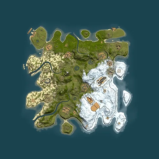 Rust map seed 409338049, 3650x3650m top-down preview