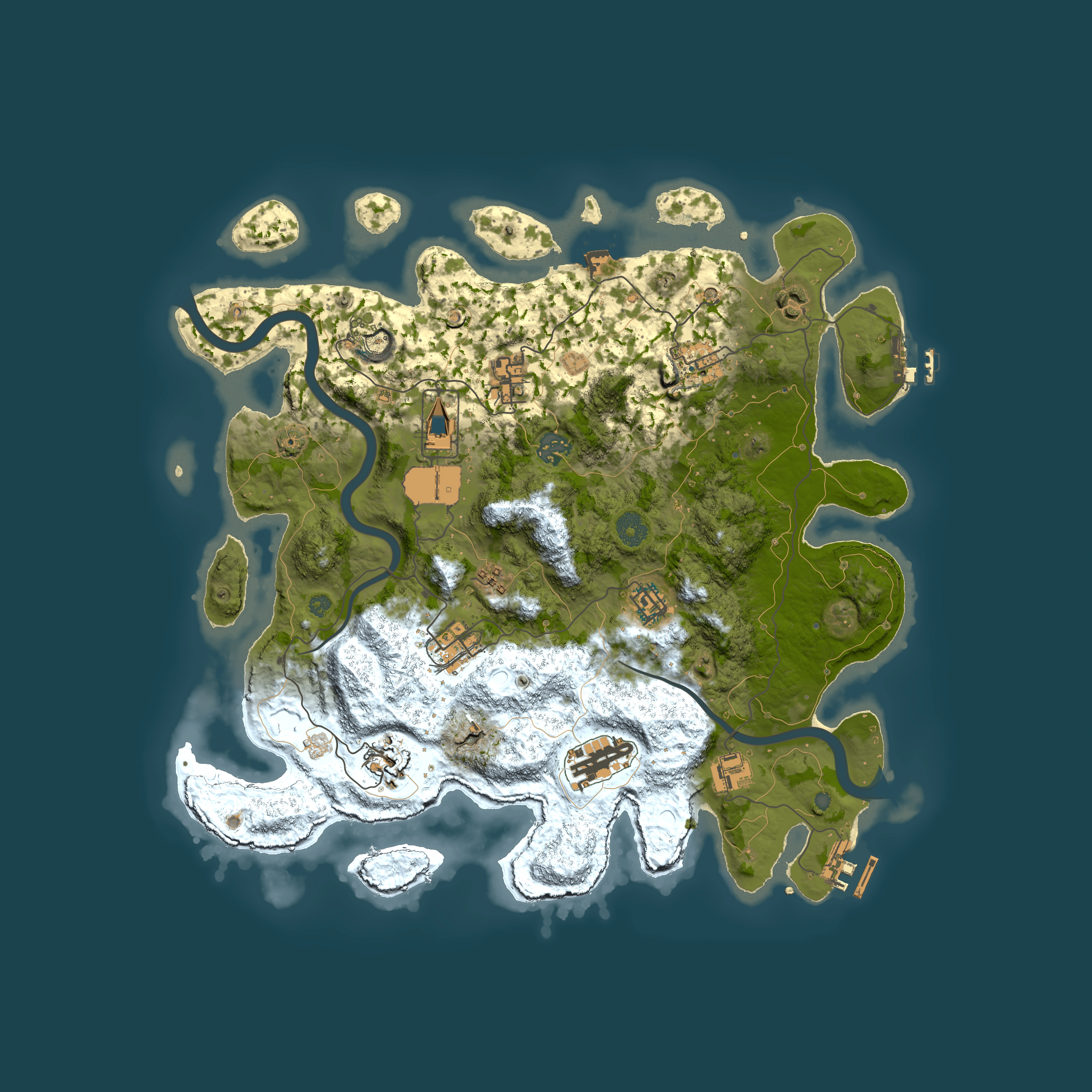 Full top-down render of Rust map seed 2001628181, 3850x3850m