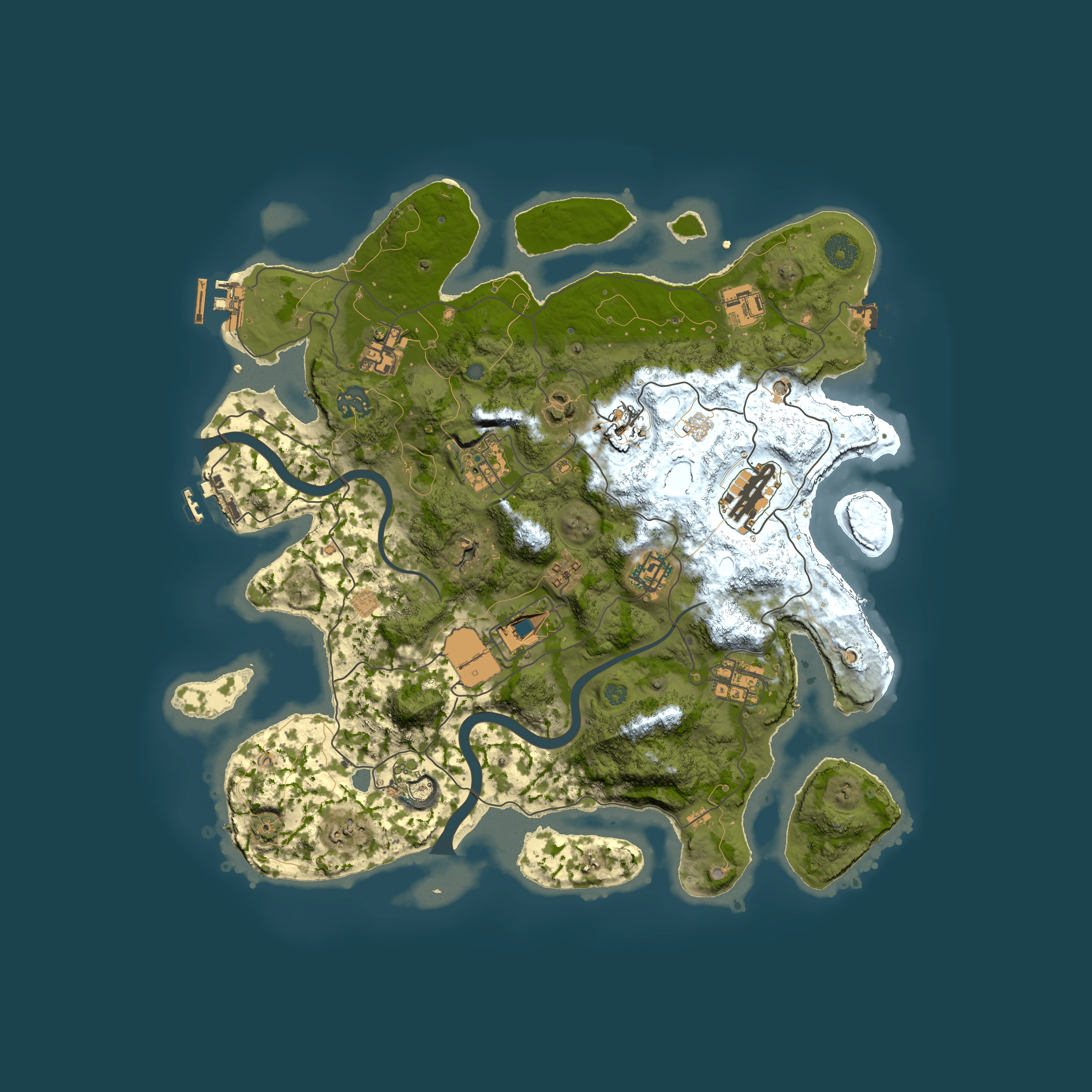 Full top-down render of Rust map seed 1337, 3750x3750m