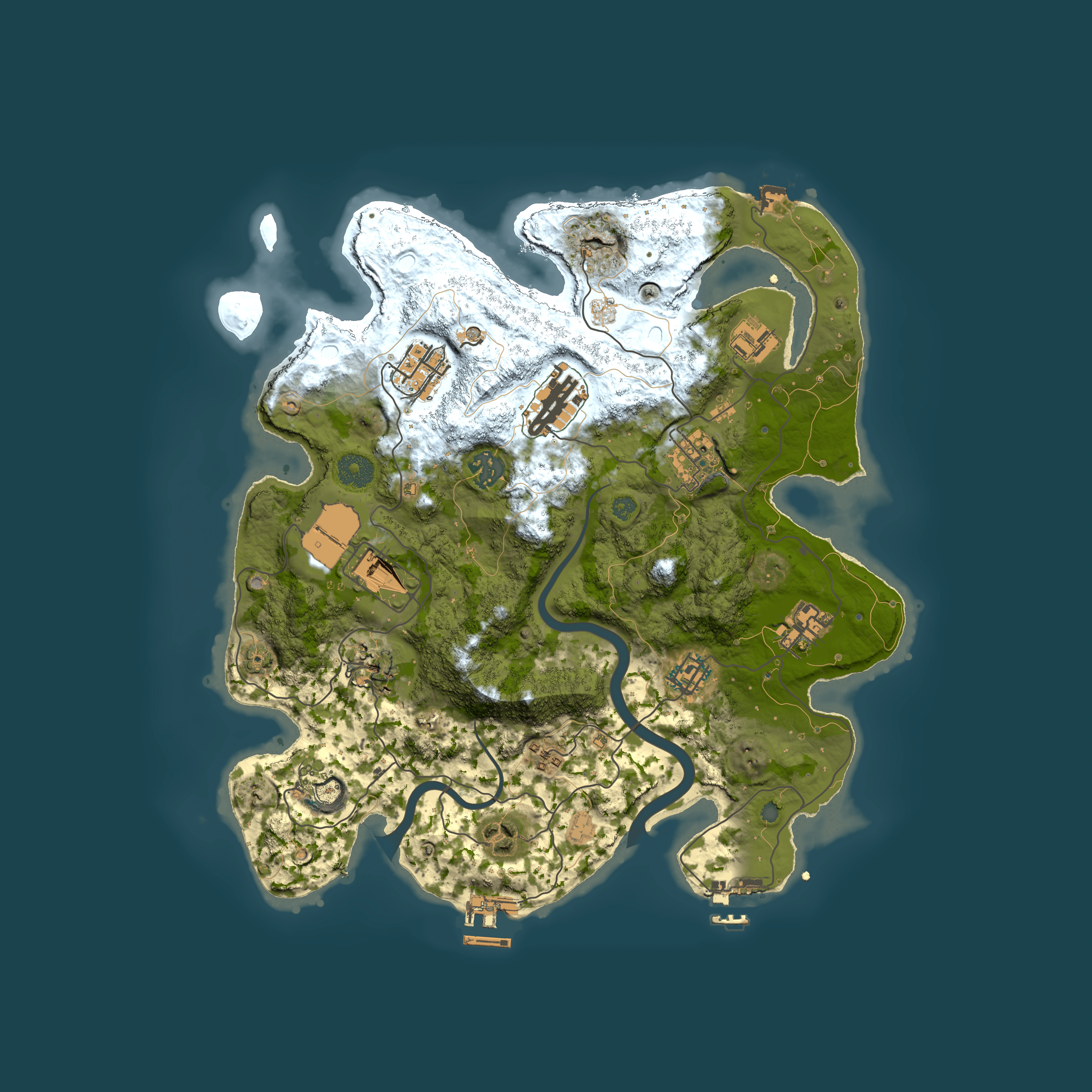 Full top-down render of Rust map seed 720990418, 3550x3550m