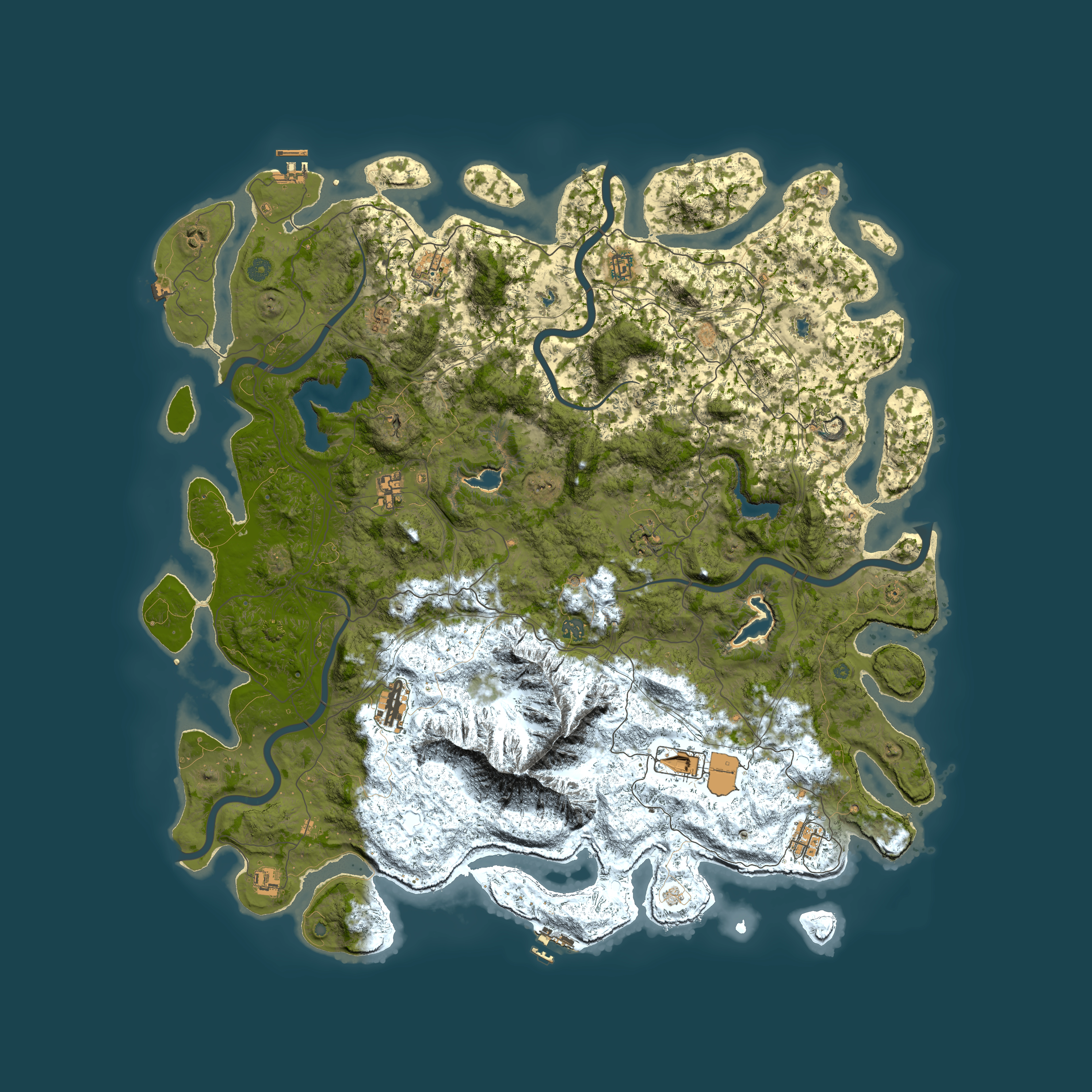 Full top-down render of Rust map seed 1813016841, 5600x5600m