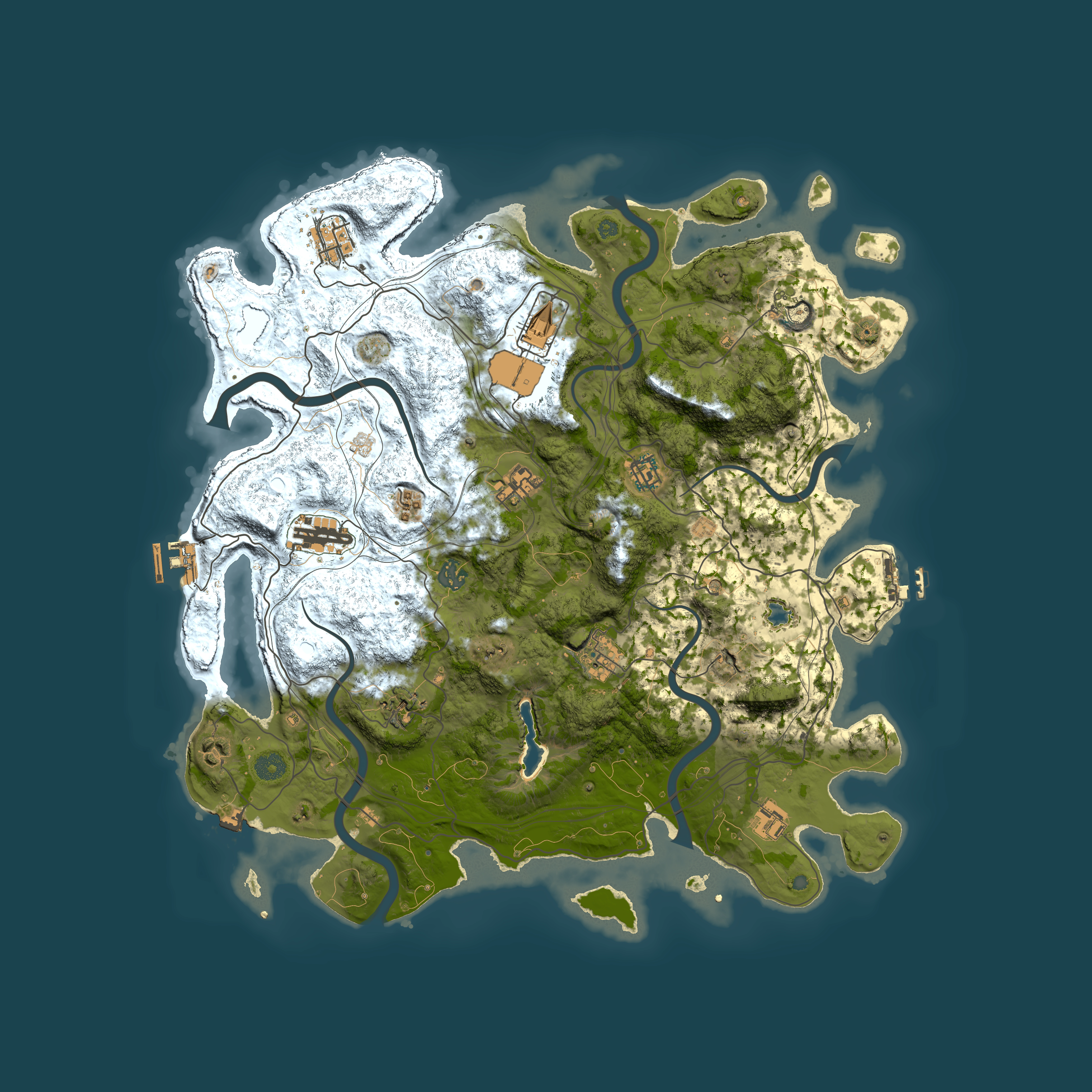 Full top-down render of Rust map seed 200813670, 4350x4350m