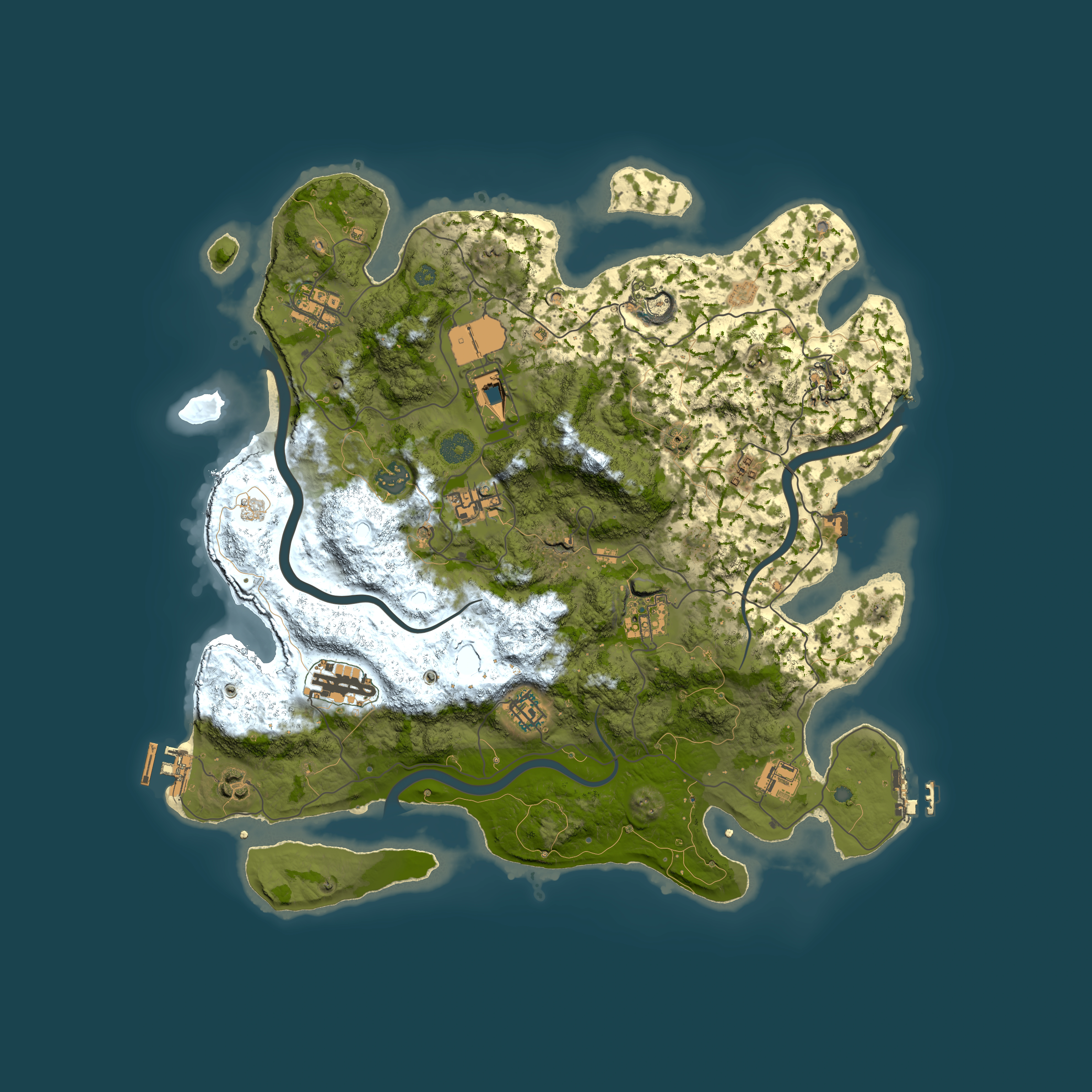 Full top-down render of Rust map seed 38078615, 3950x3950m