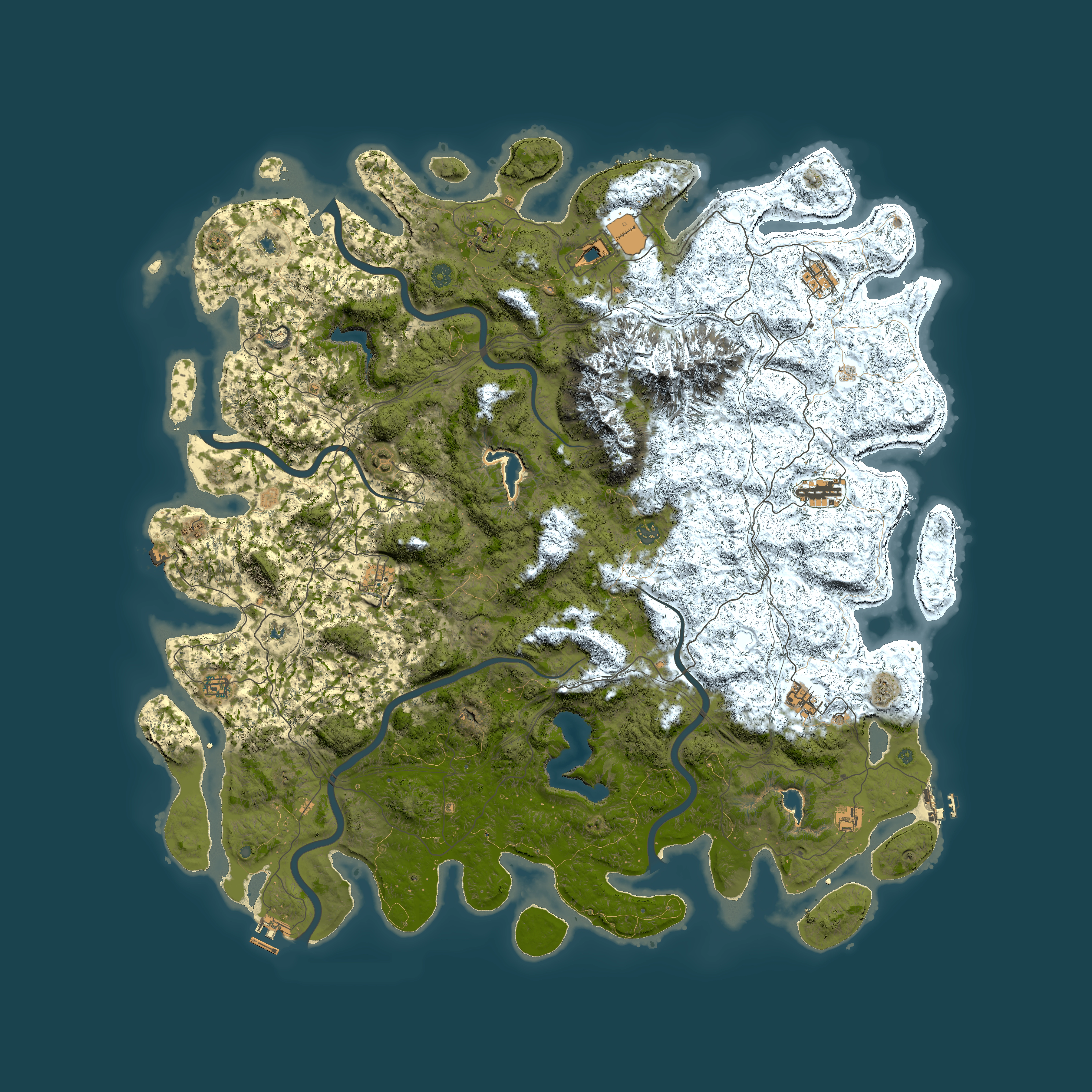 Full top-down render of Rust map seed 1207733476, 5850x5850m
