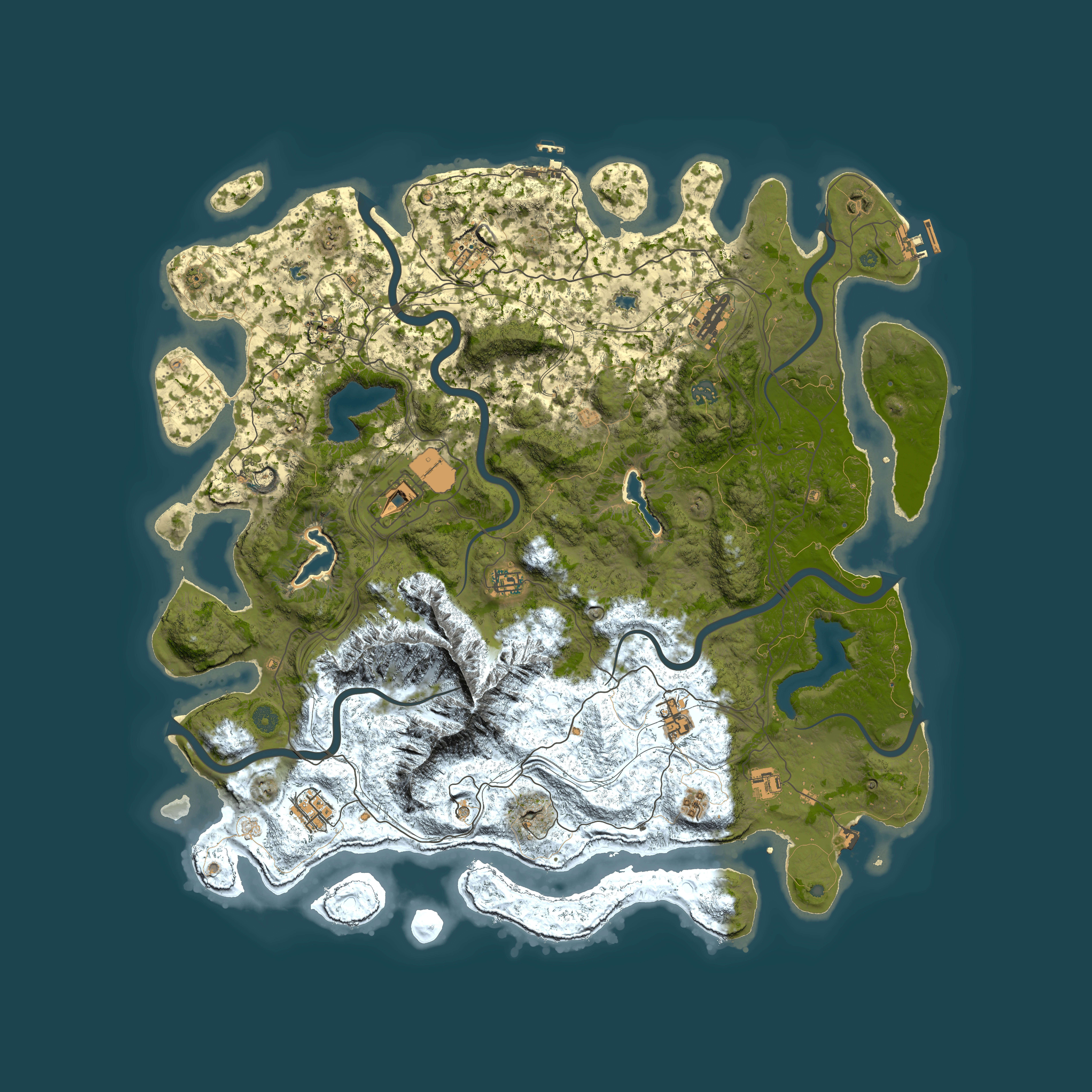 Full top-down render of Rust map seed 63394026, 5050x5050m