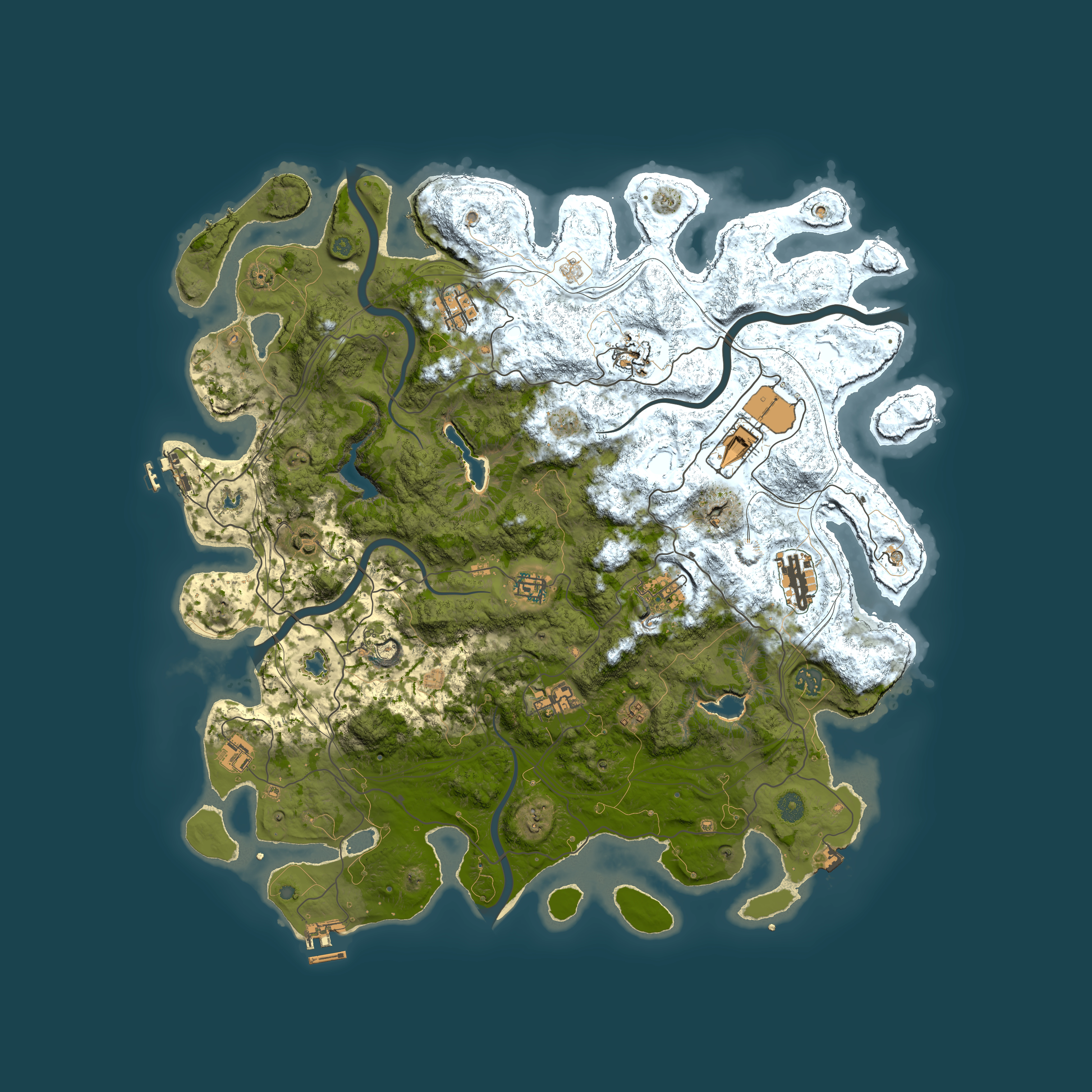 Full top-down render of Rust map seed 2048455594, 4600x4600m