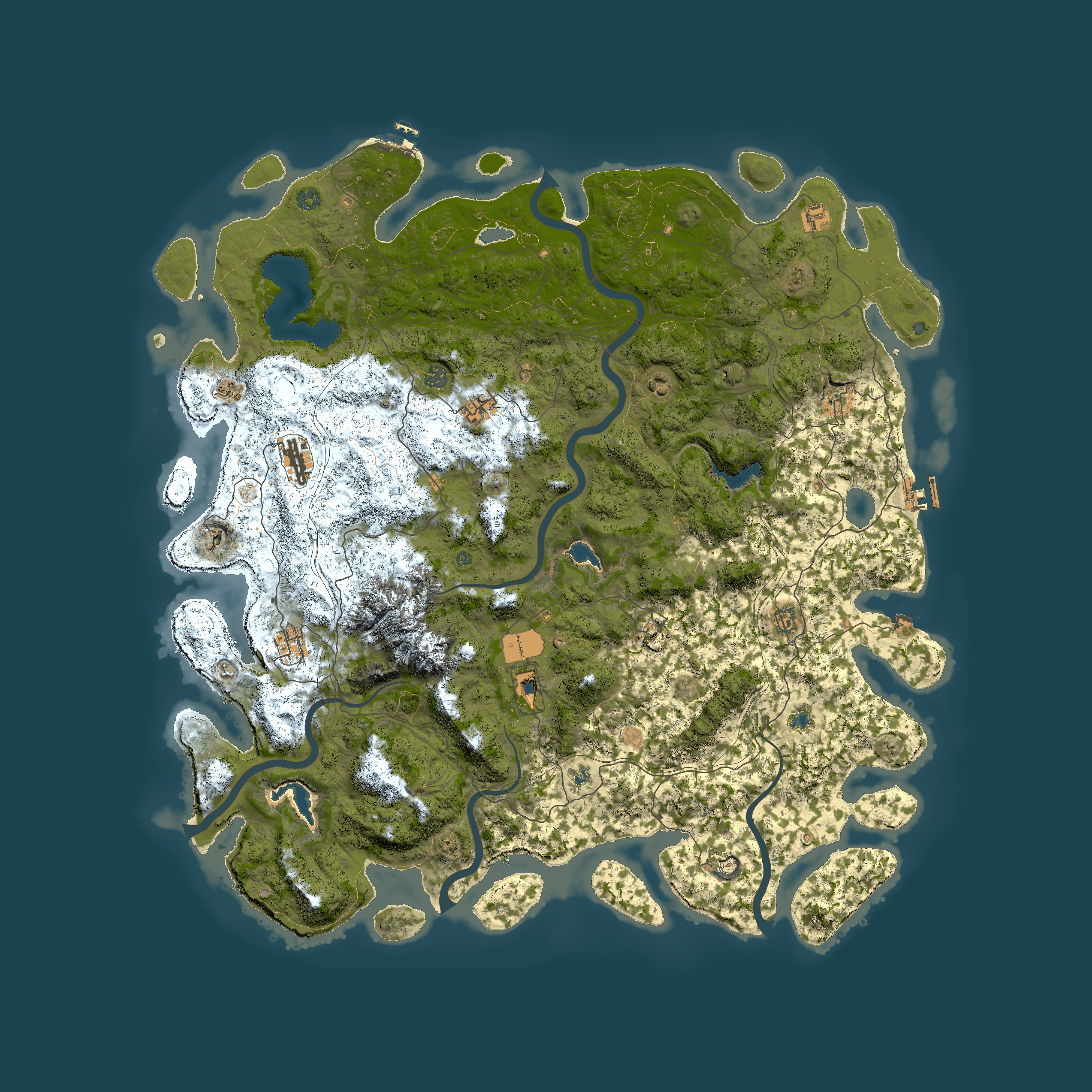 Full top-down render of Rust map seed 1592475802, 5550x5550m