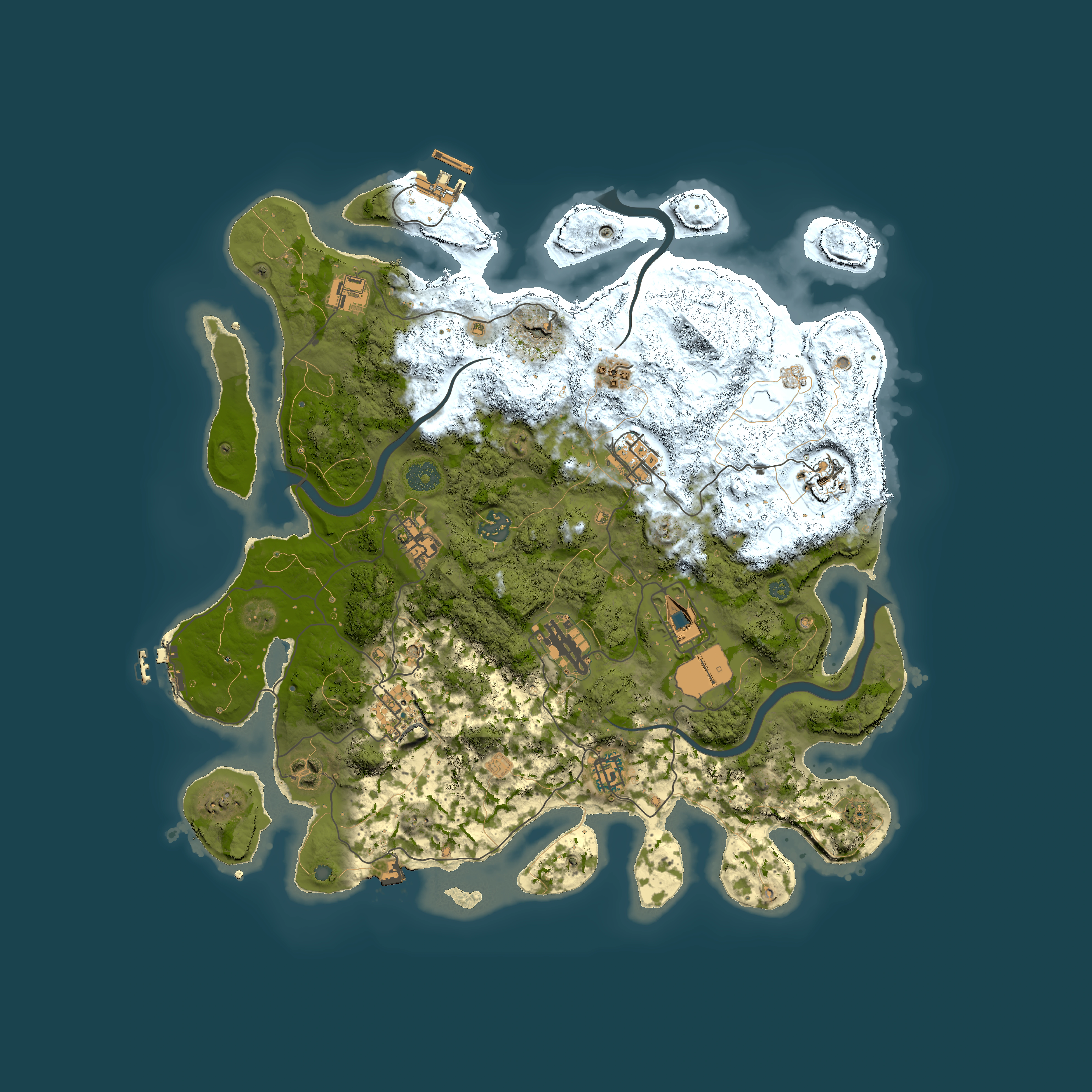 Full top-down render of Rust map seed 726395537, 3950x3950m