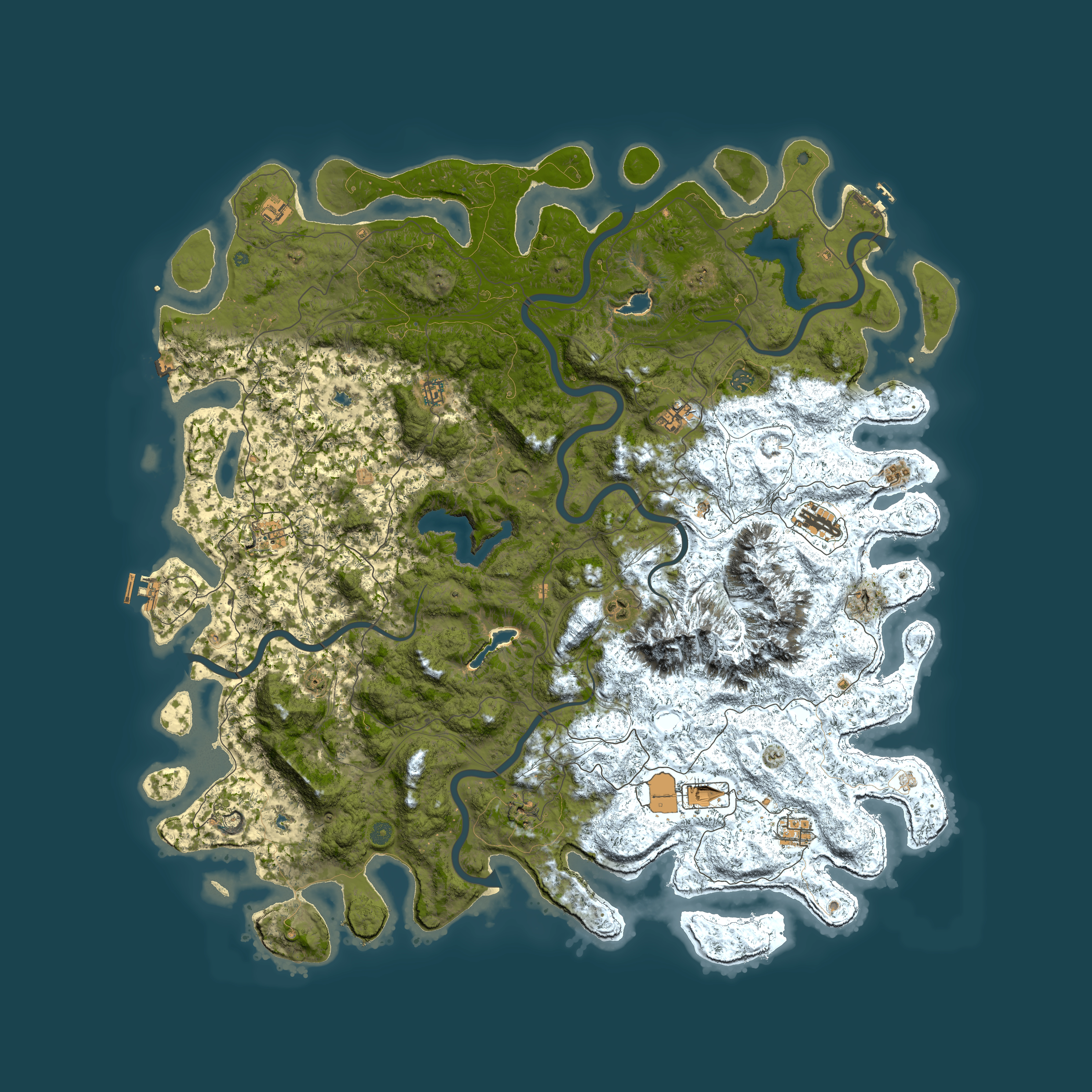 Full top-down render of Rust map seed 1958132368, 5850x5850m