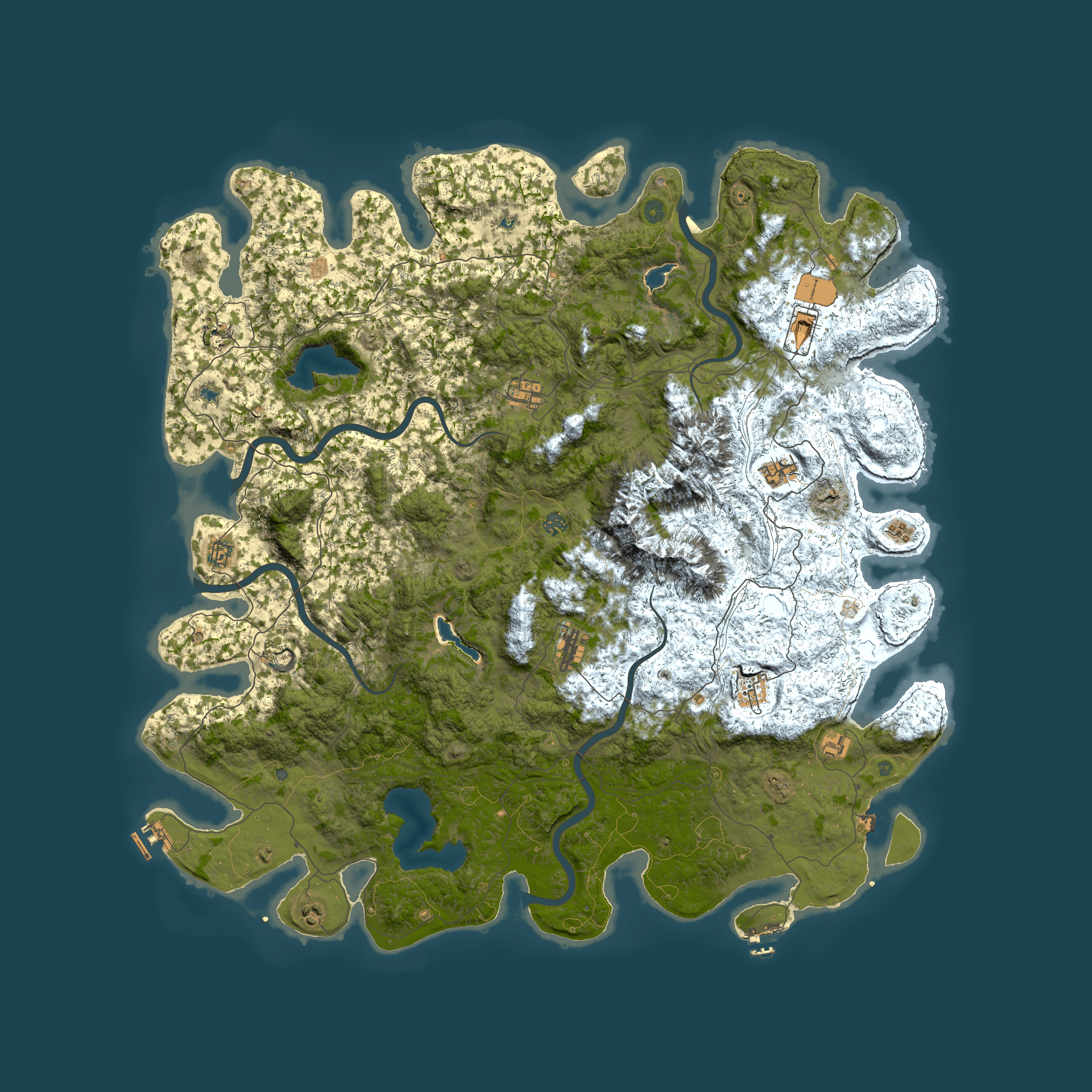 Full top-down render of Rust map seed 140116176, 5800x5800m