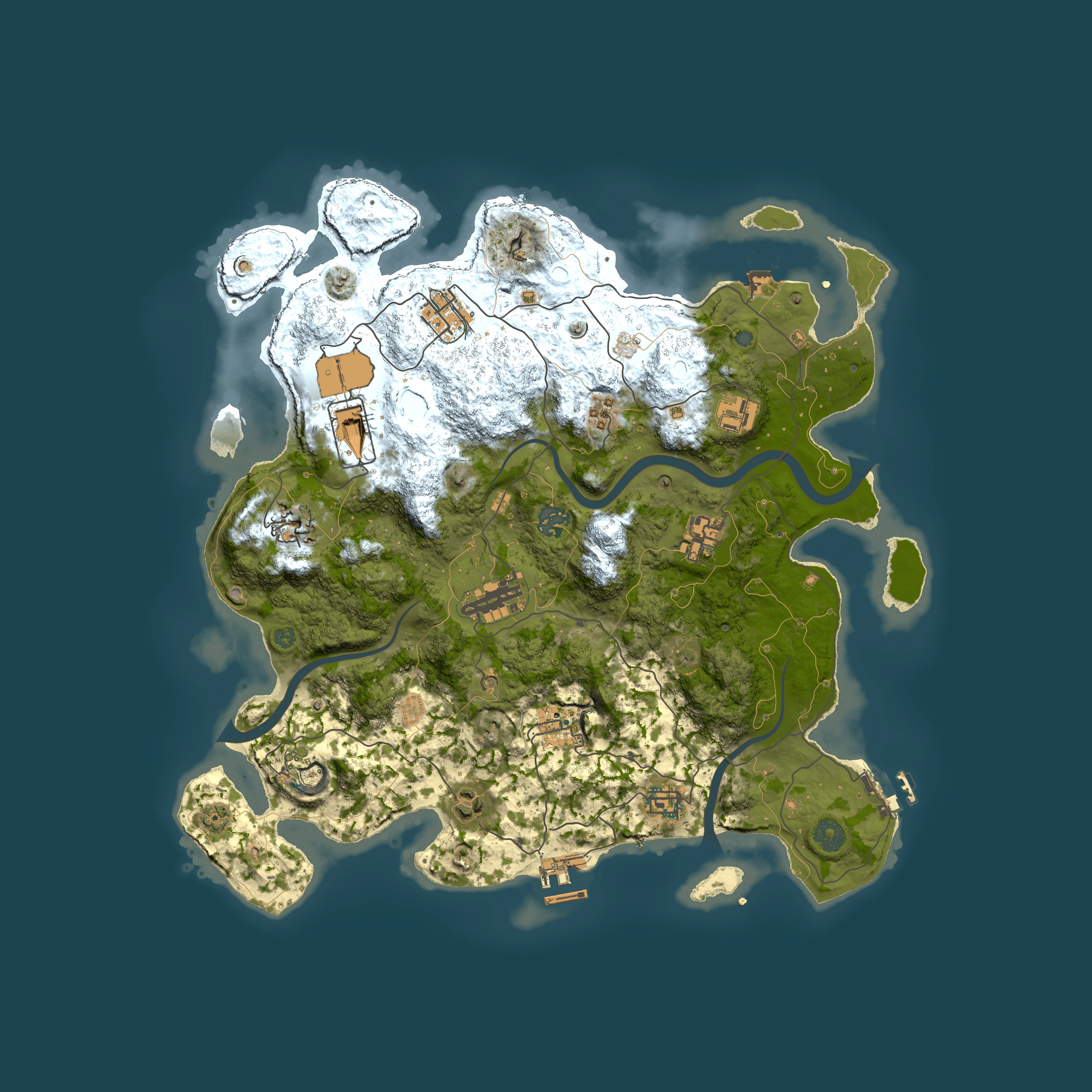 Full top-down render of Rust map seed 726550233, 3950x3950m