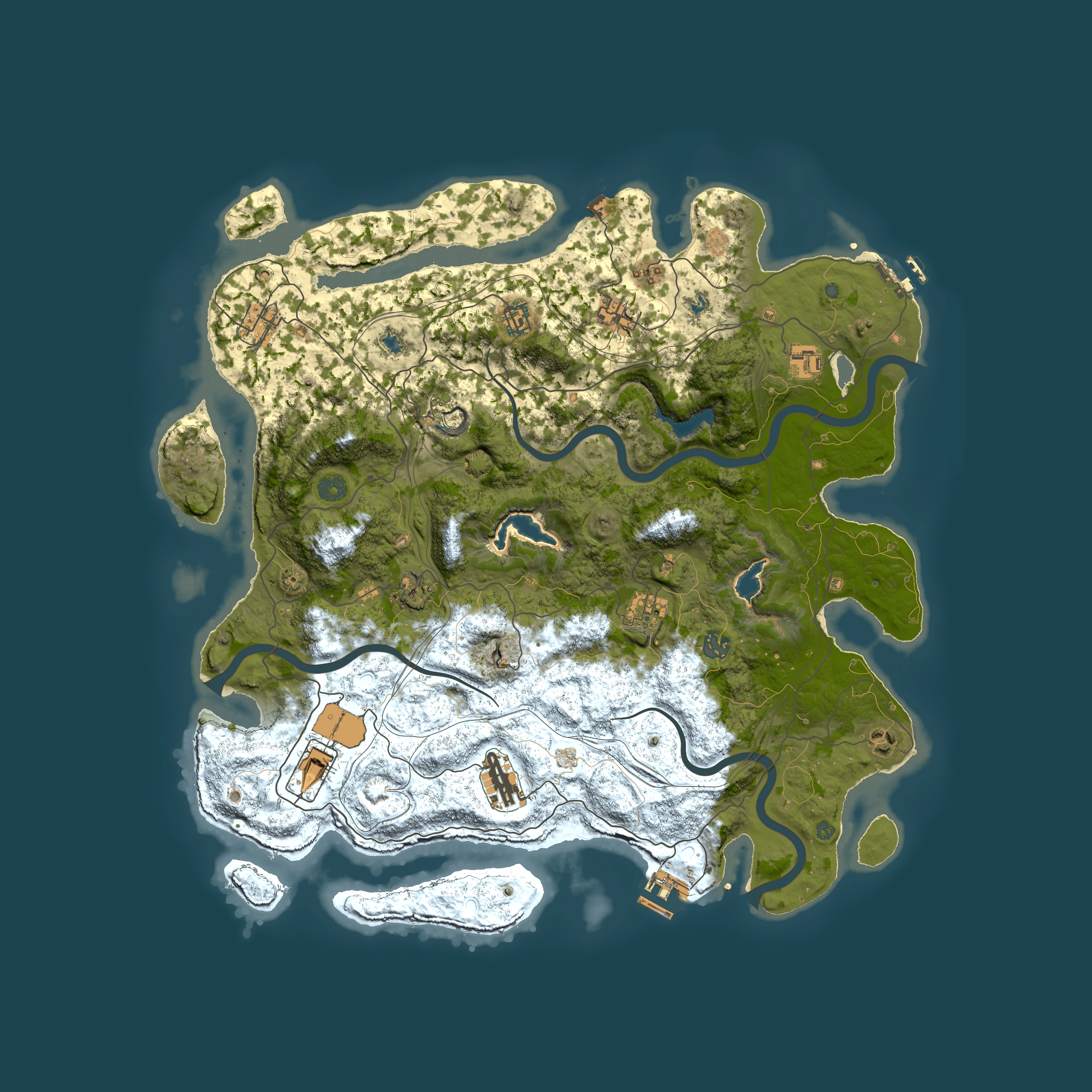 Full top-down render of Rust map seed 232062424, 4550x4550m