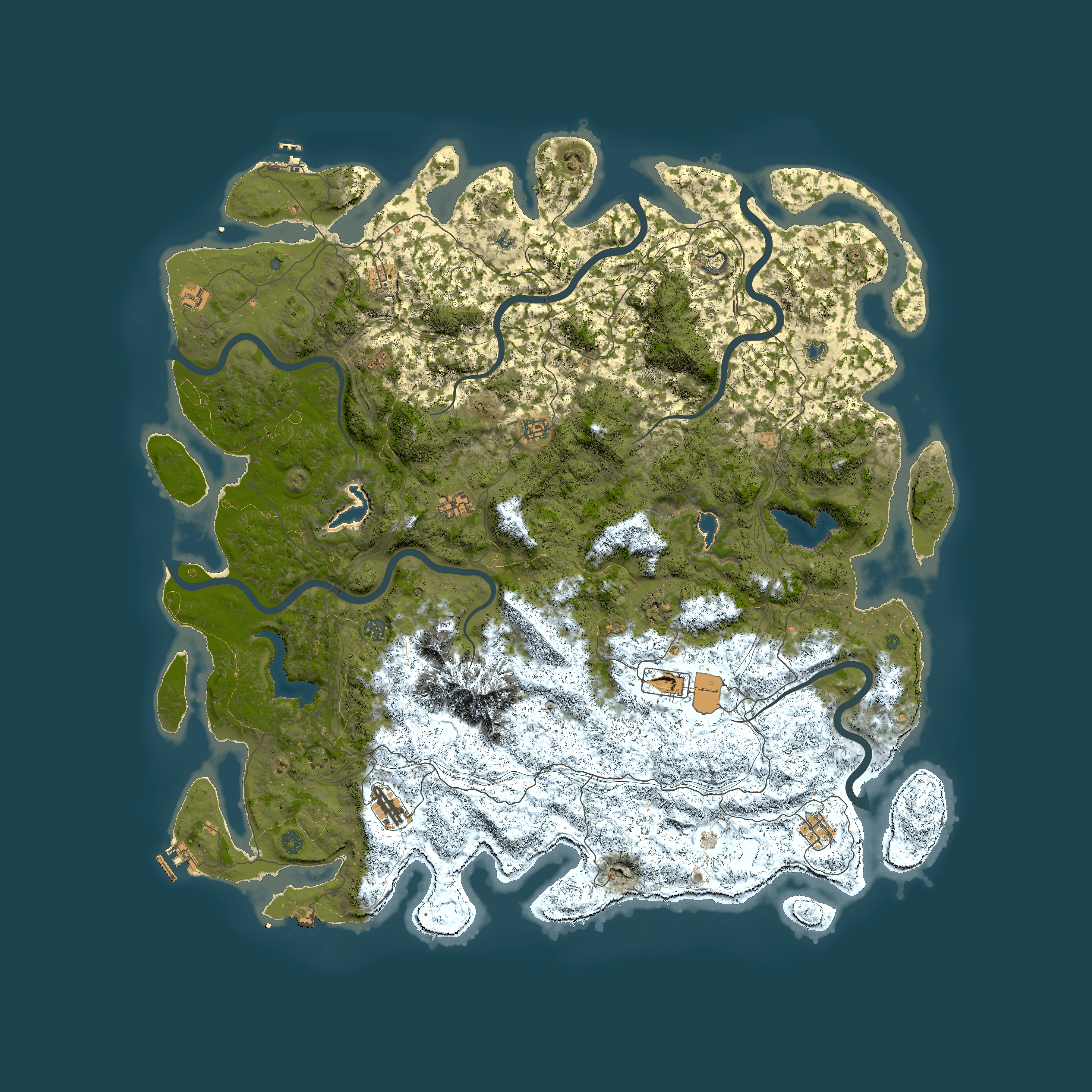 Full top-down render of Rust map seed 148457948, 5850x5850m