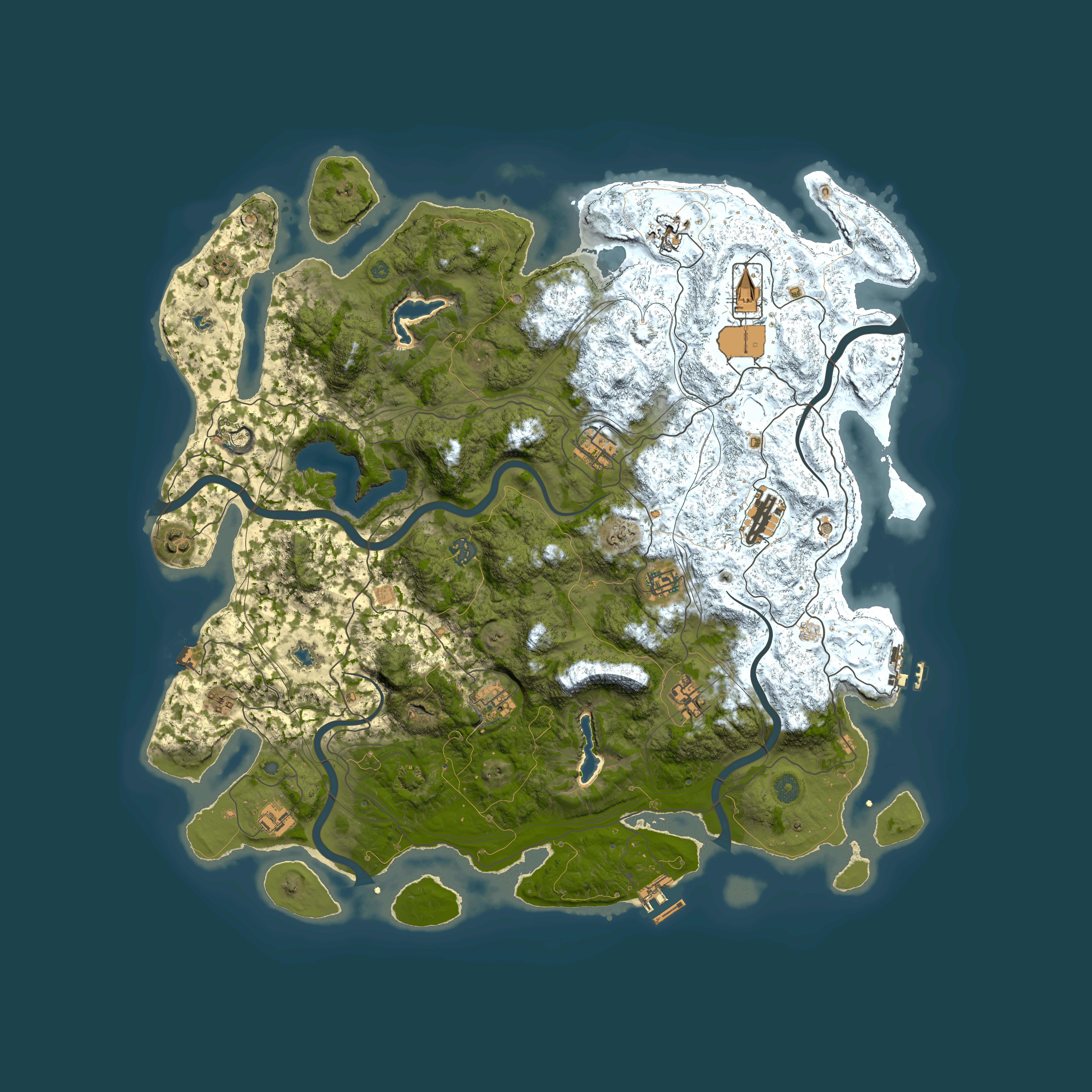 Full top-down render of Rust map seed 1591501702, 4850x4850m