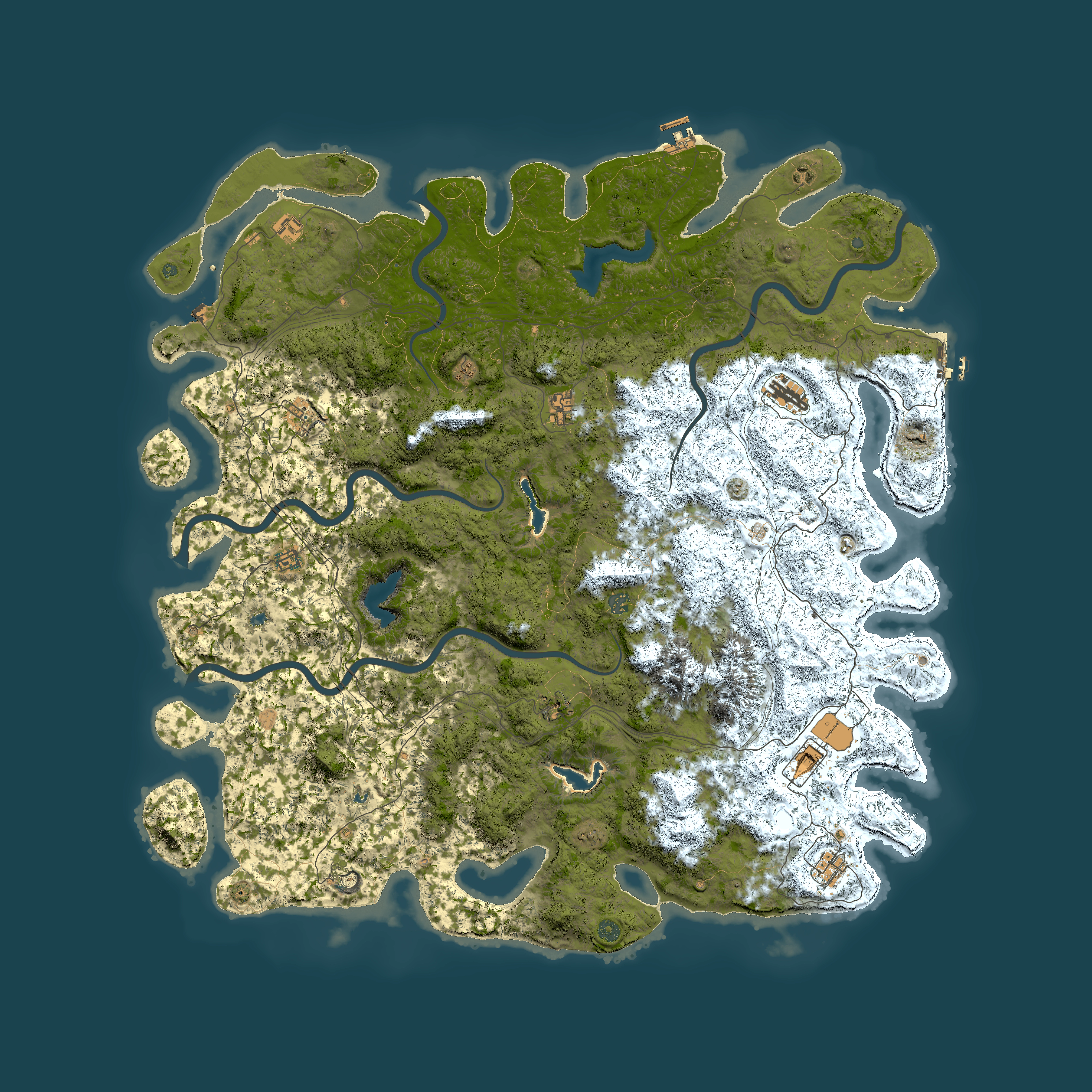Full top-down render of Rust map seed 1292661504, 5950x5950m