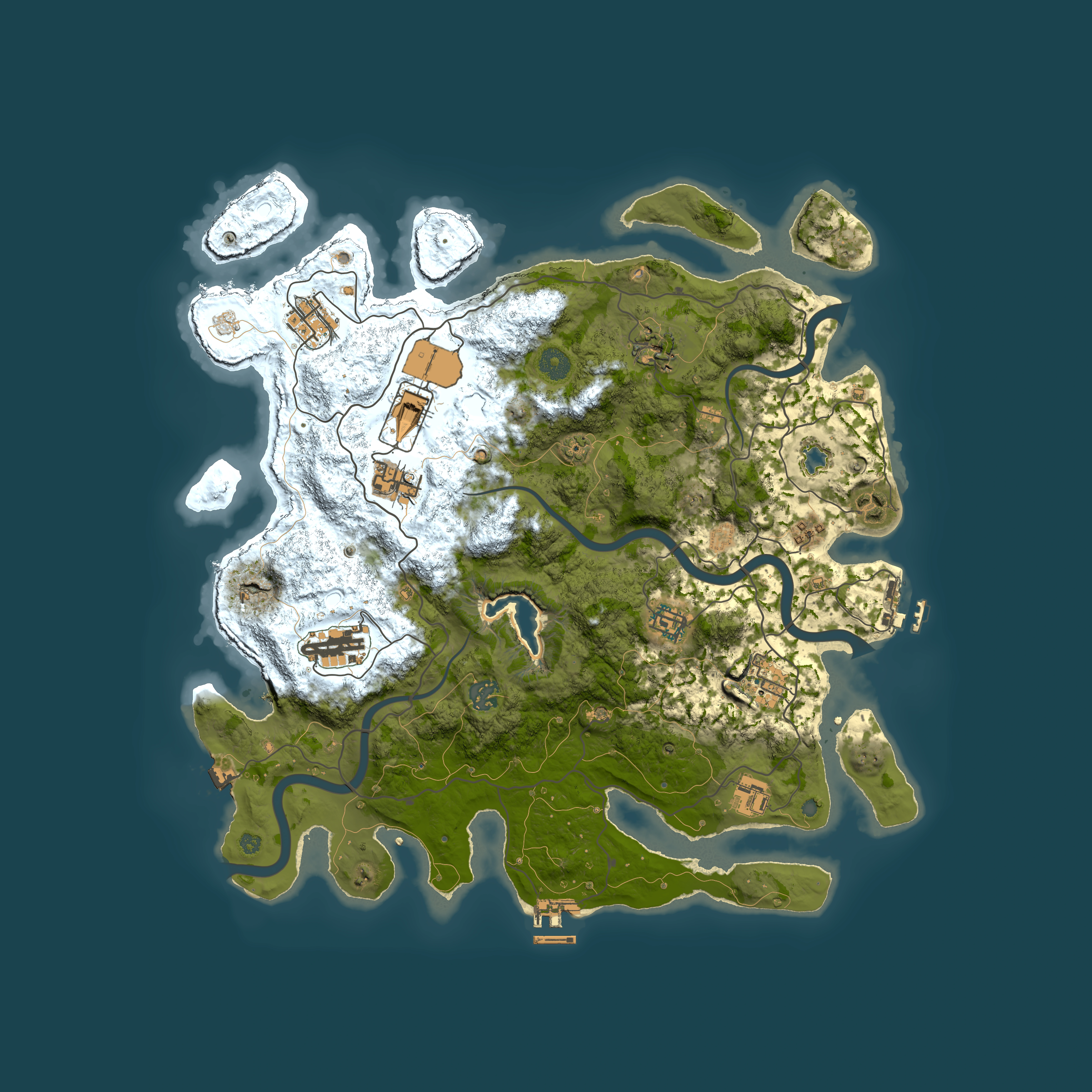Full top-down render of Rust map seed 22001103, 4050x4050m