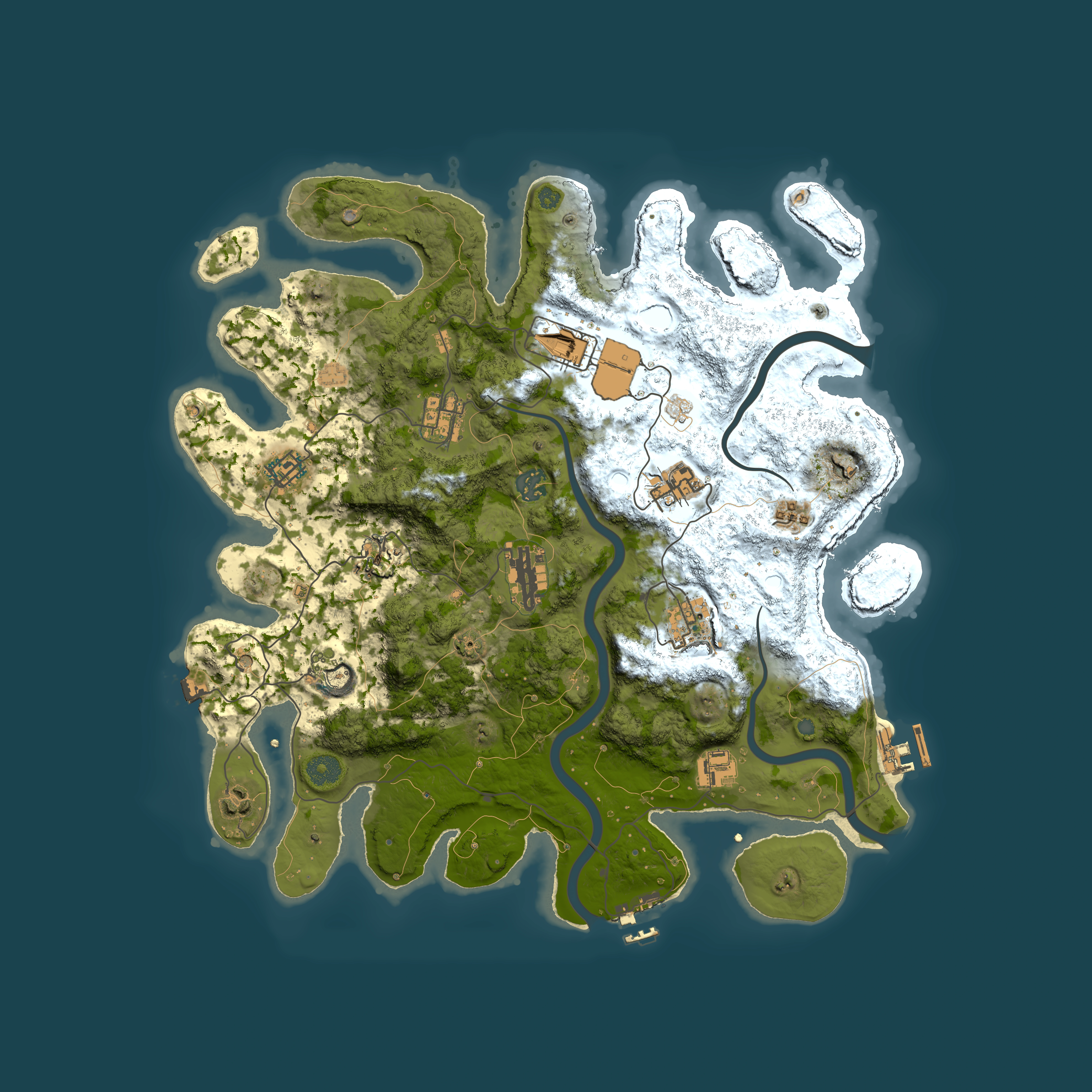 Full top-down render of Rust map seed 153606787, 3900x3900m